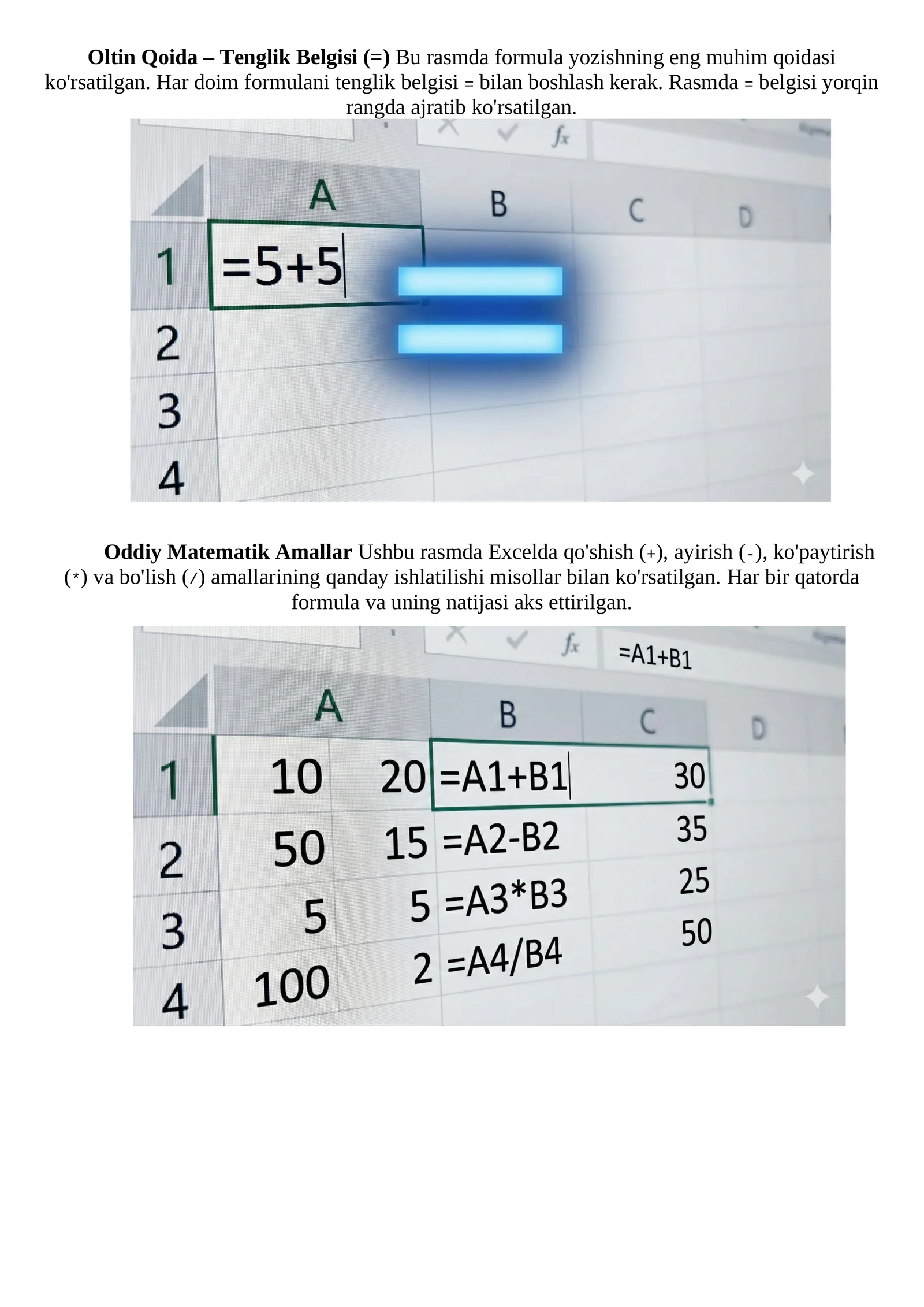 Oddiy Matematik Amallar