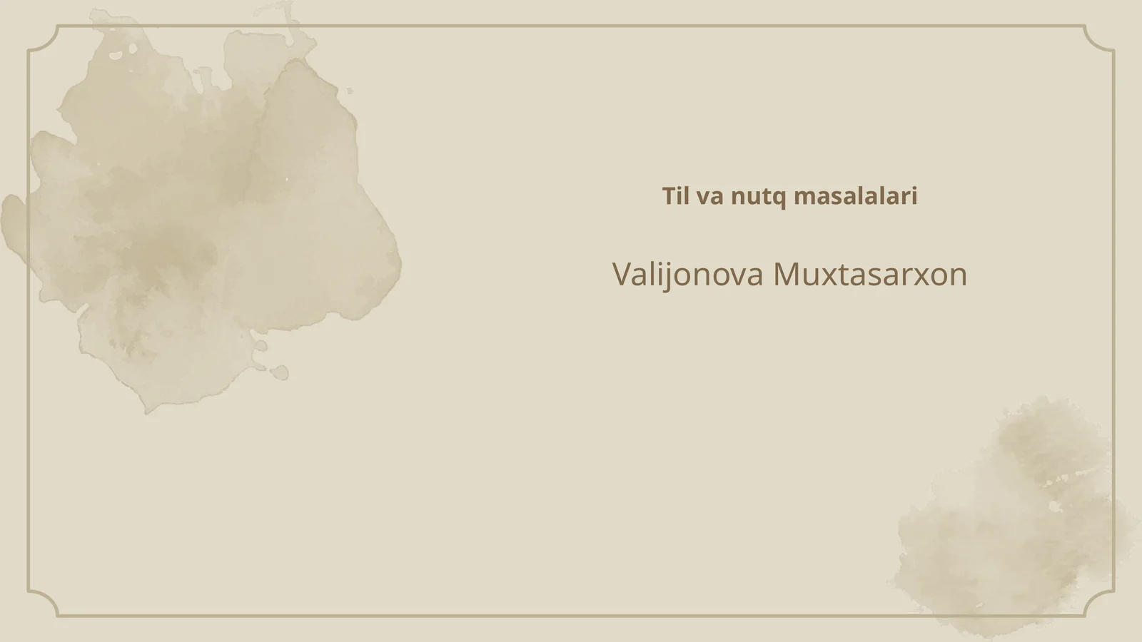 Til va nutq masalalari