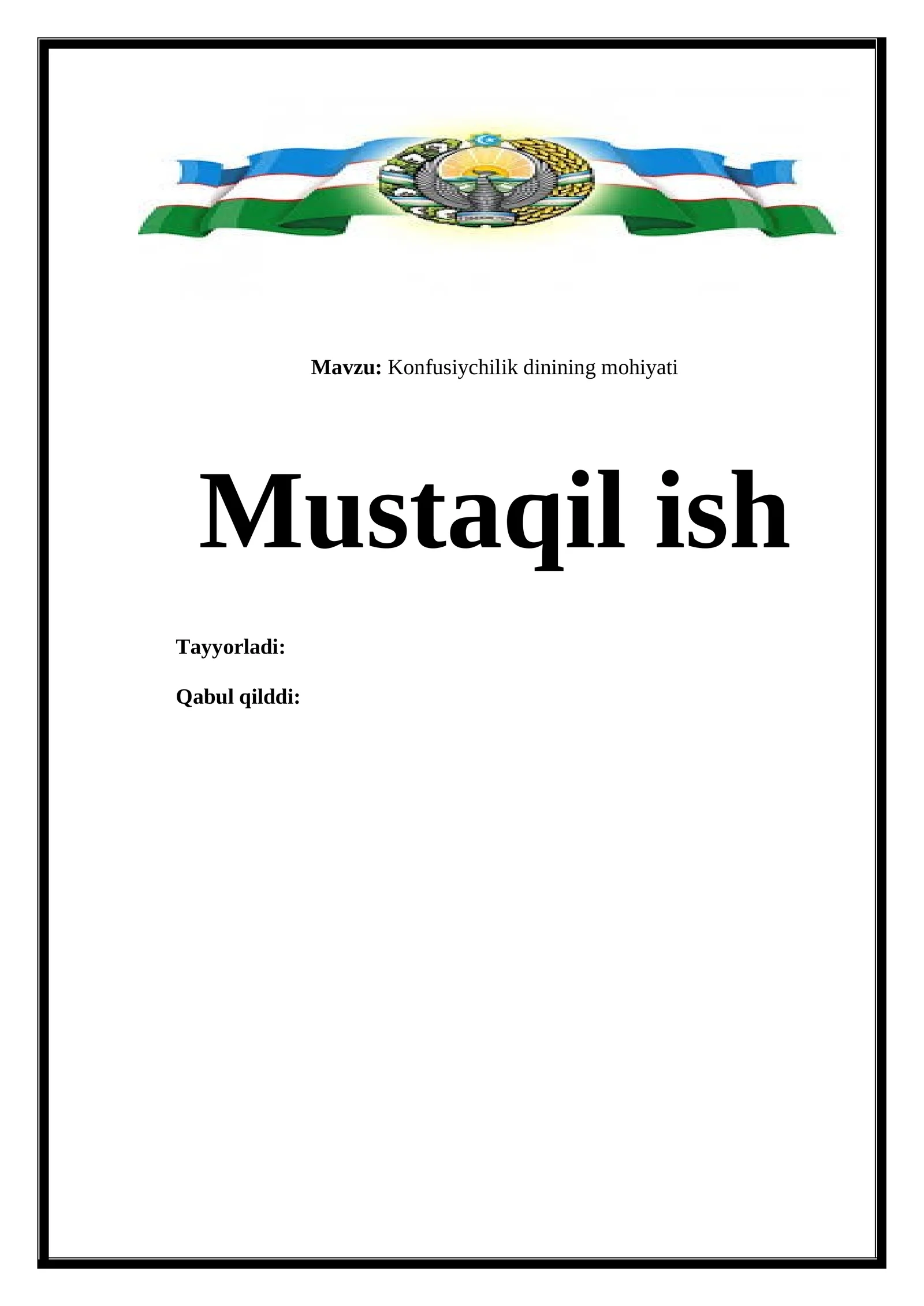 Konfusiychilik dinining mohiyati