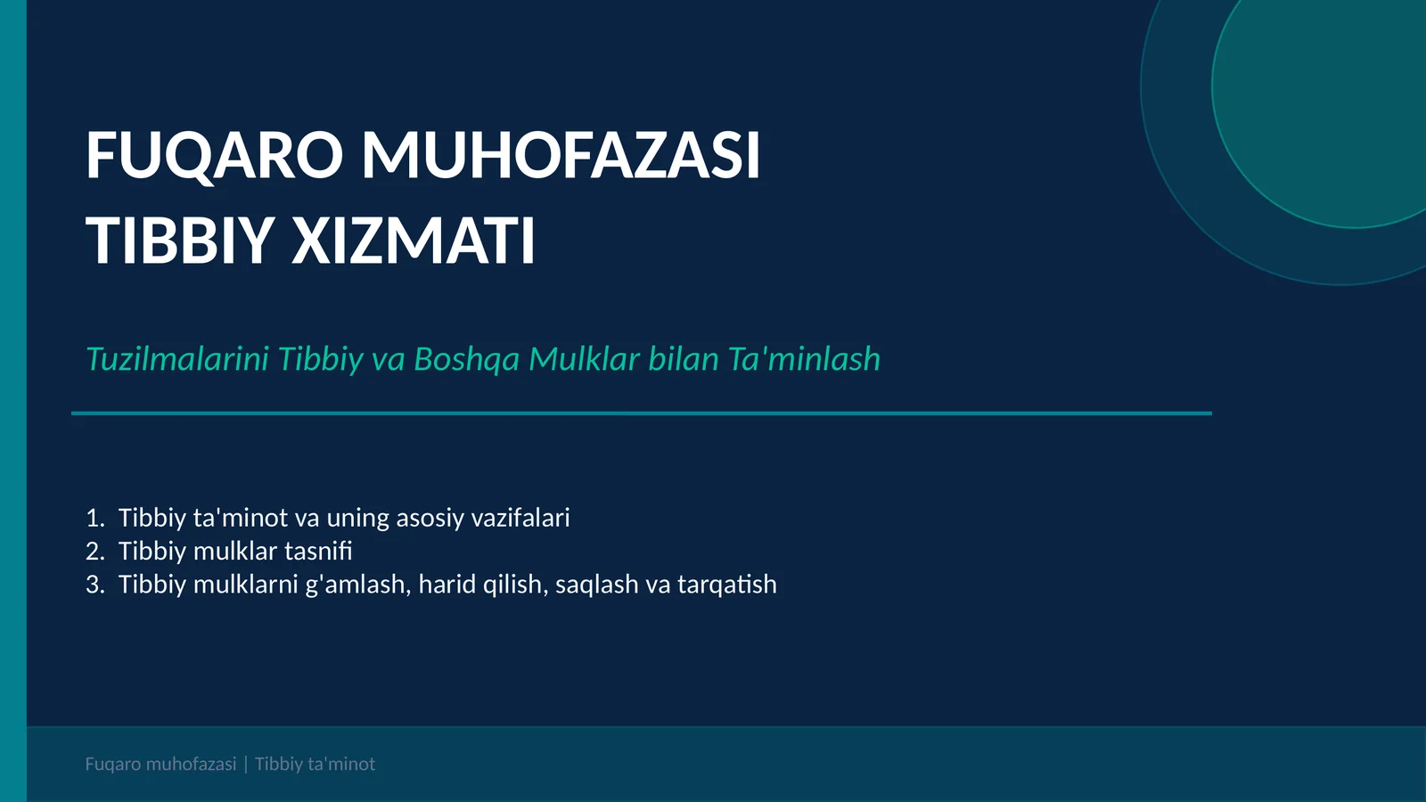 Fuqaro muxofazasi tibbiy xizmati tuzilmalarini tibbiy va boshqa mulklar
bilan taminlash.