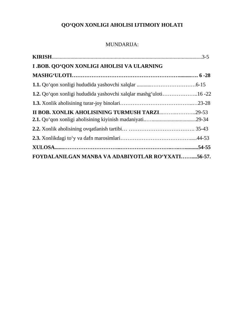 QO‘QON XONLIGI AHOLISI IJTIMOIY HOLATI