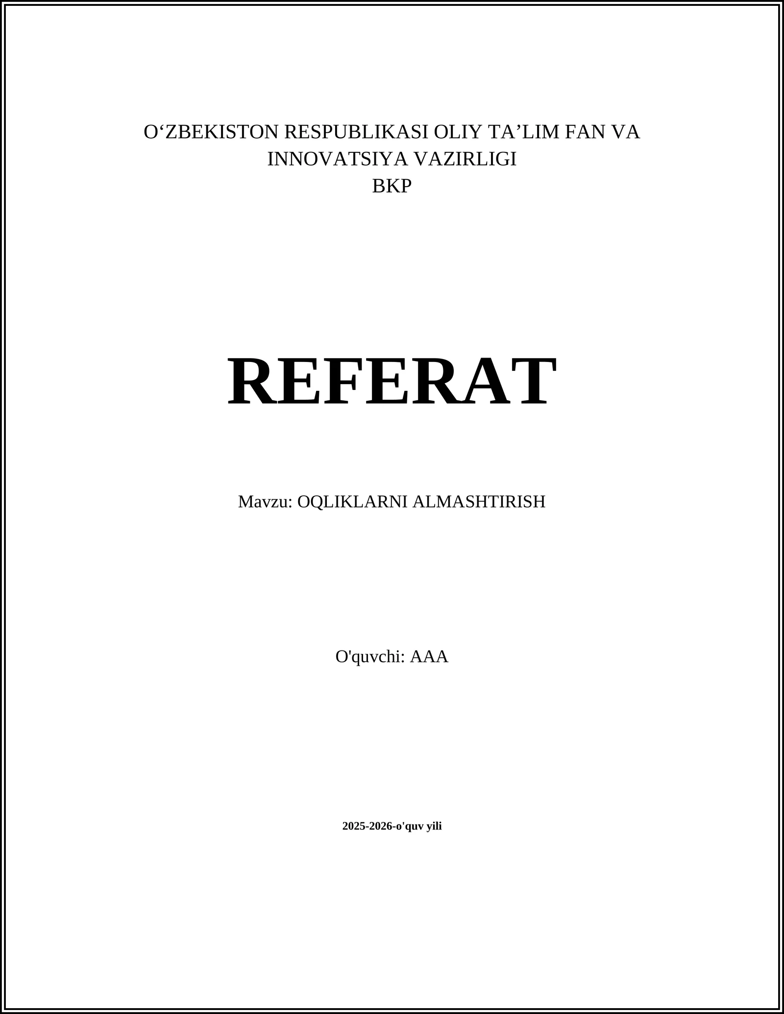 Oqliklarni almashtirish