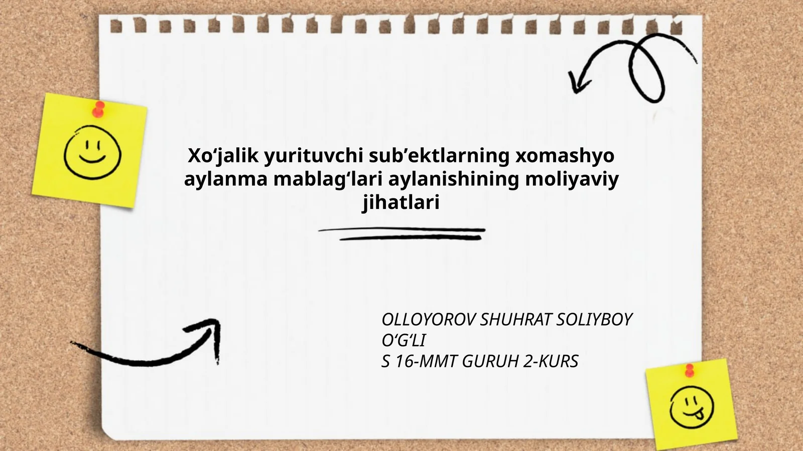 Xoʻjalik yurituvchi subʼektlarning xomashyo aylanma mablagʻlari aylanishining moliyaviy jihatlari