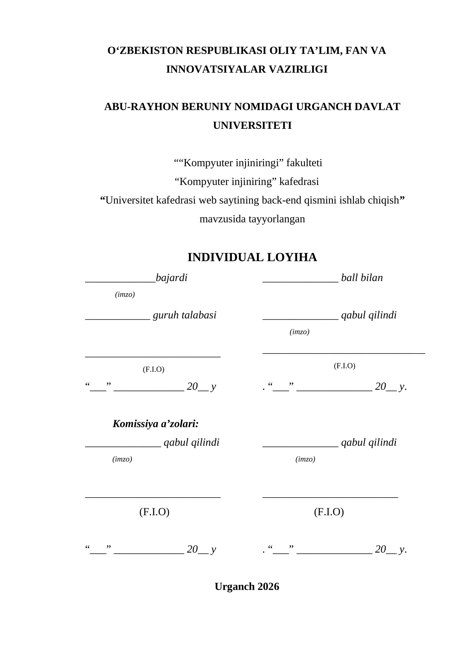 Individual loyiha