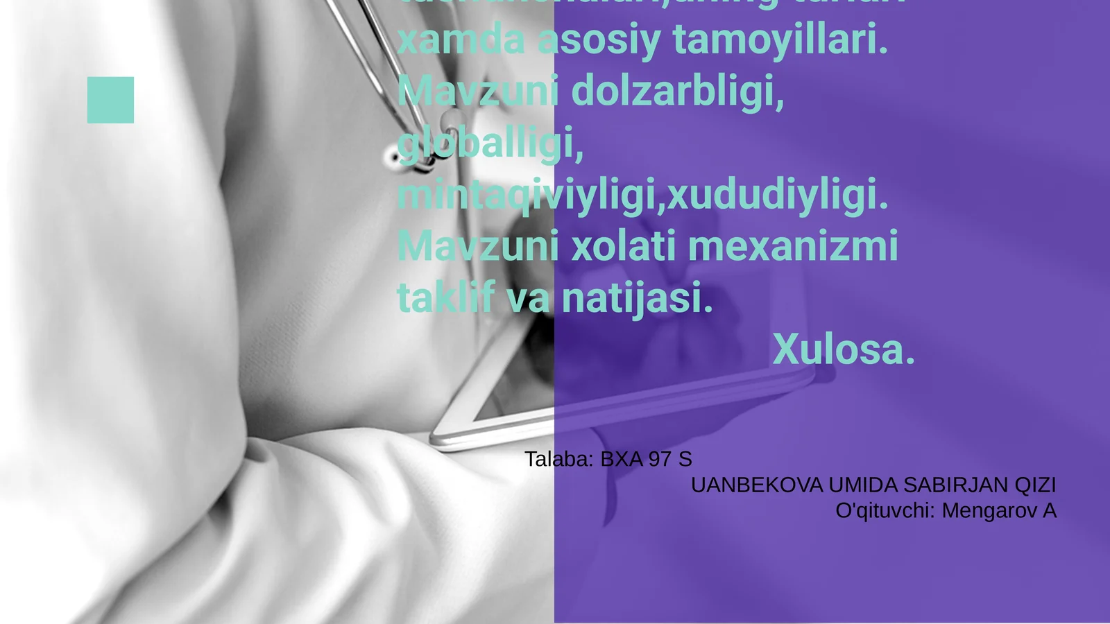 Baxo va Baxolash Tushunchalari