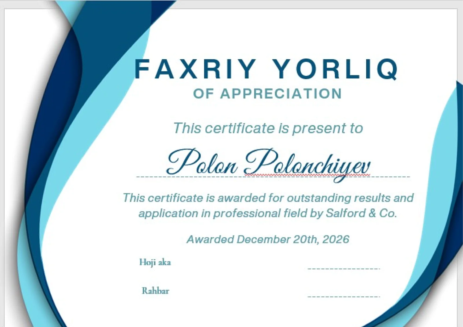 FAXRIY YORLIQ