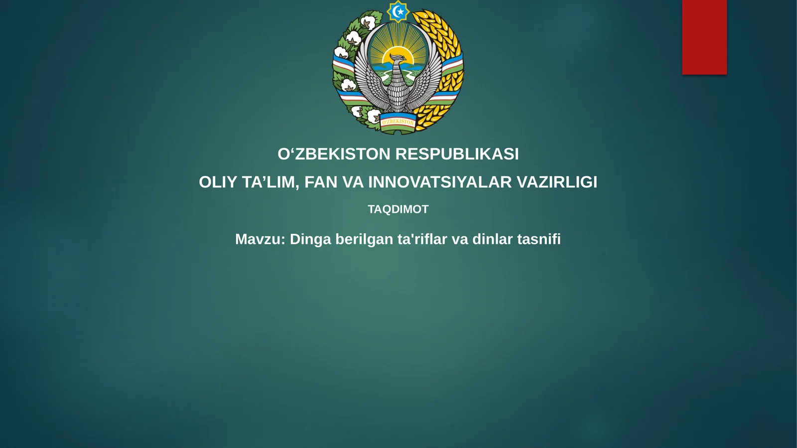 Dingaberilganta'riflarvadinlartasnifi