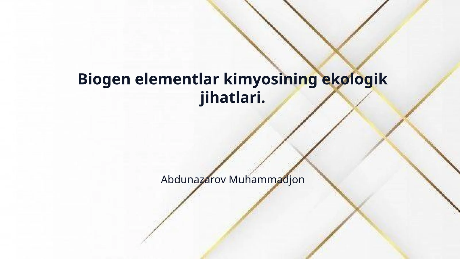 Biogen elementlar kimyosining ekologik jihatlari.