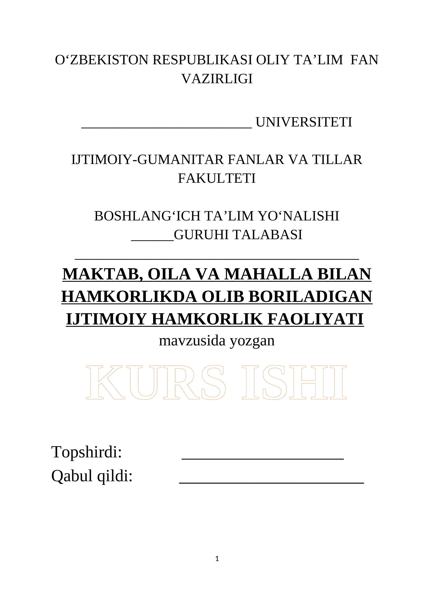 MAKTAB, OILA VA MAHALLA BILAN HAMKORLIKDA OLIB BORILADIGAN IJTIMOIY HAMKORLIK FAOLIYATI