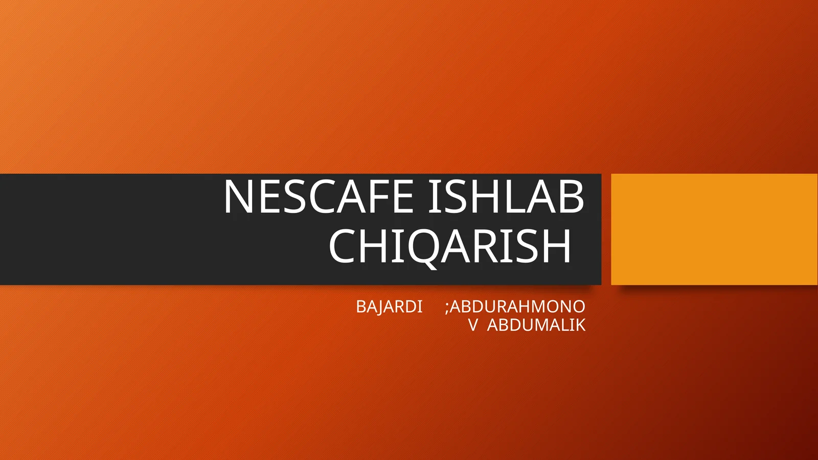 NESCAFE ISHLAB CHIQARISH