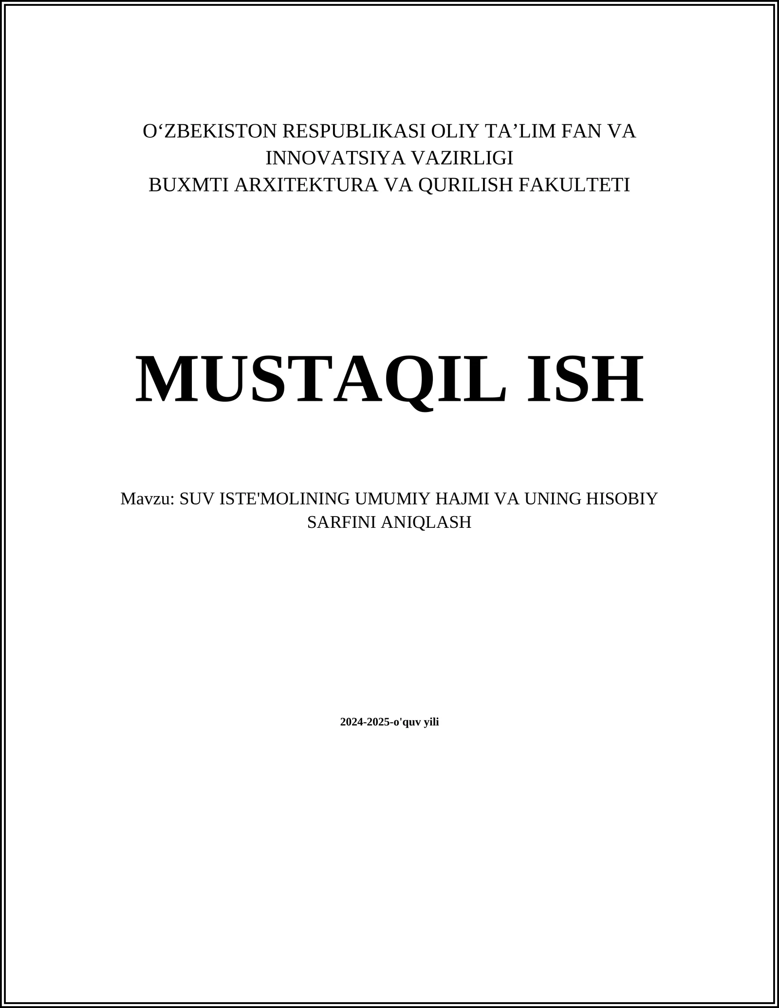 SUV ISTE'MOLI TUSHUNCHASI