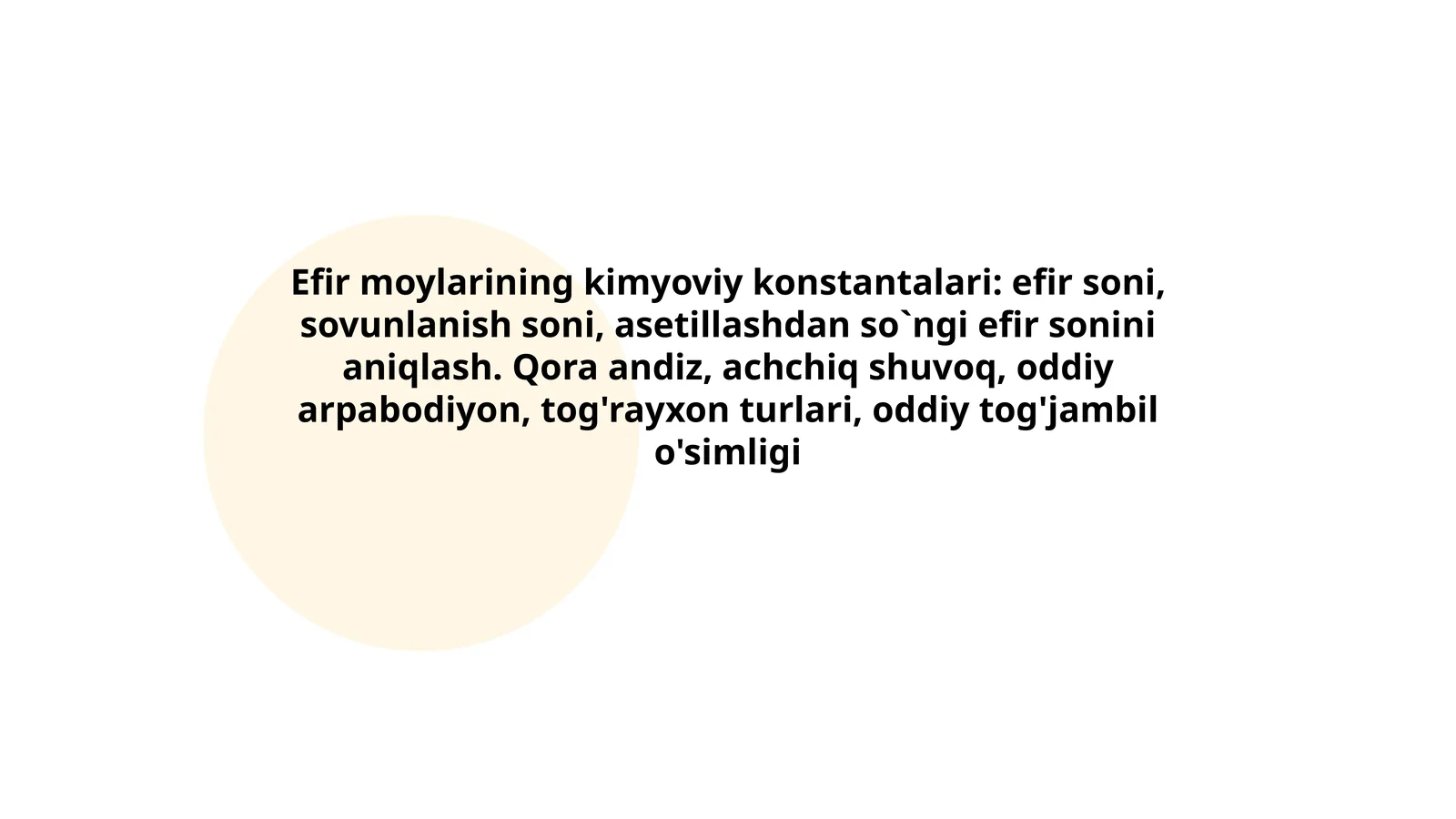 Efir moylarining kimyoviy konstantalari