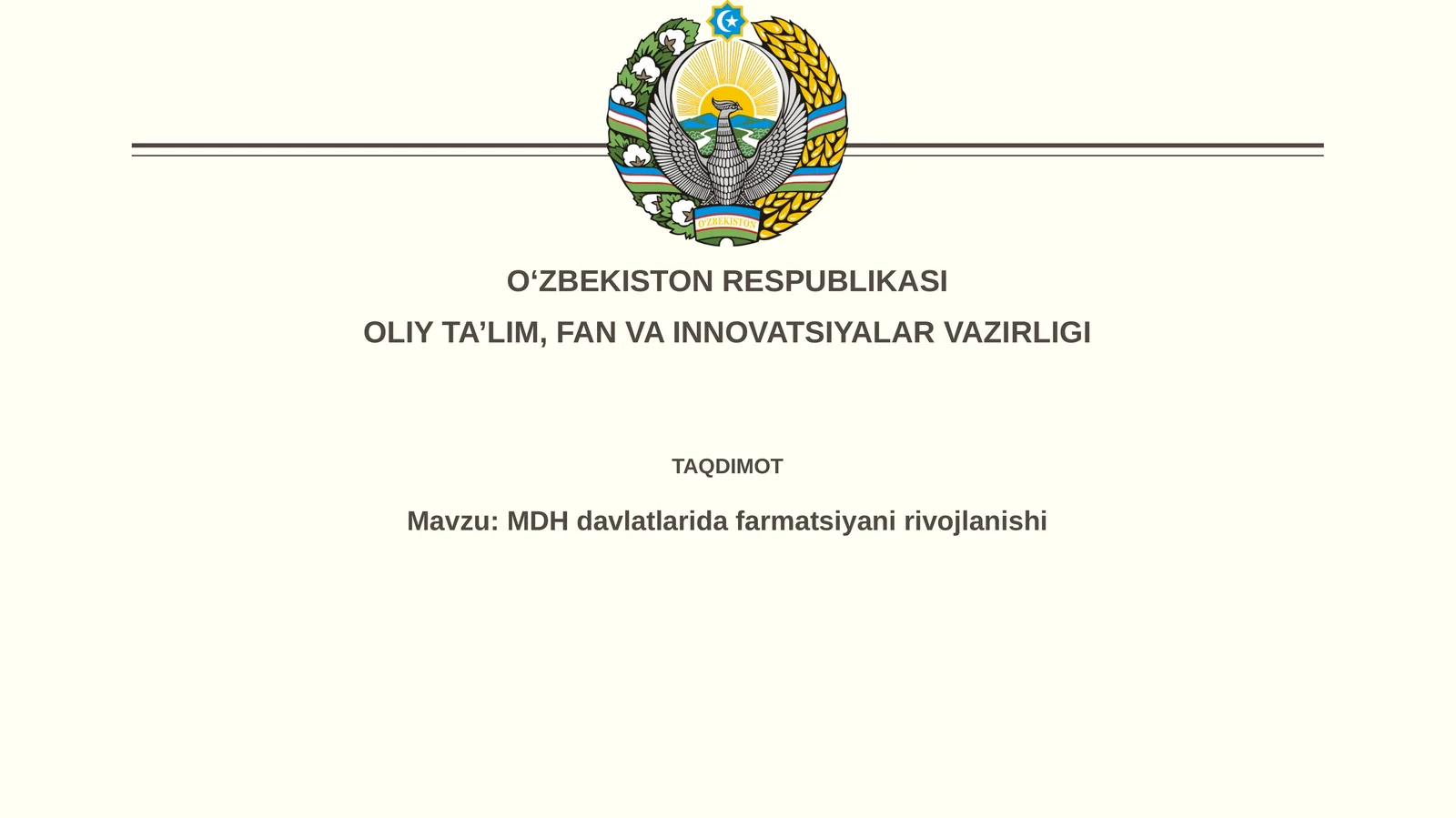 MDH davlatlarida farmatsiyanirivojlanishi