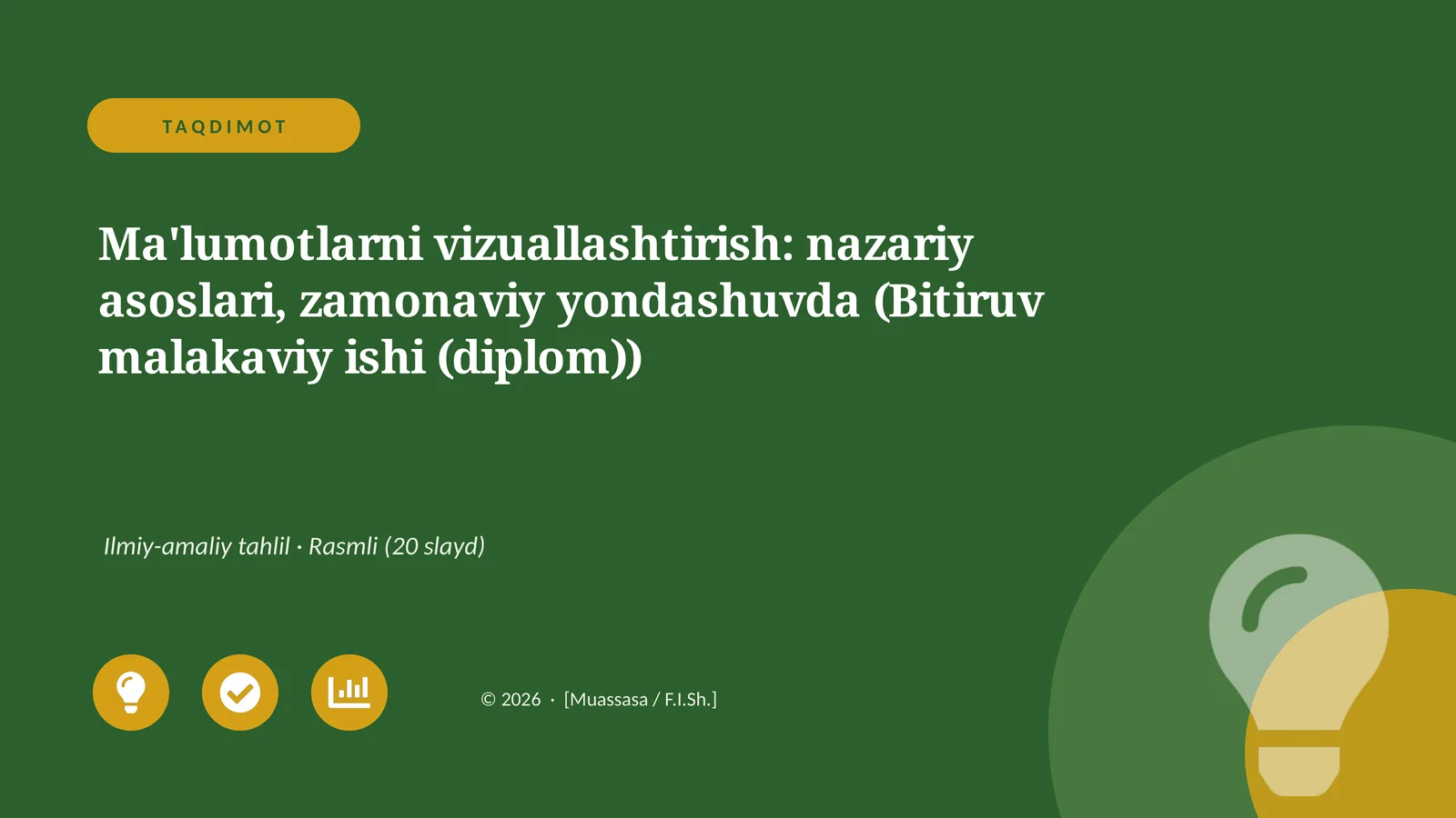 Taqdimotlarni vizuallashtirish: nazariy asoslari, zamonaviy yondashuvda (Bitiruv malakaviy ishi (diplom))