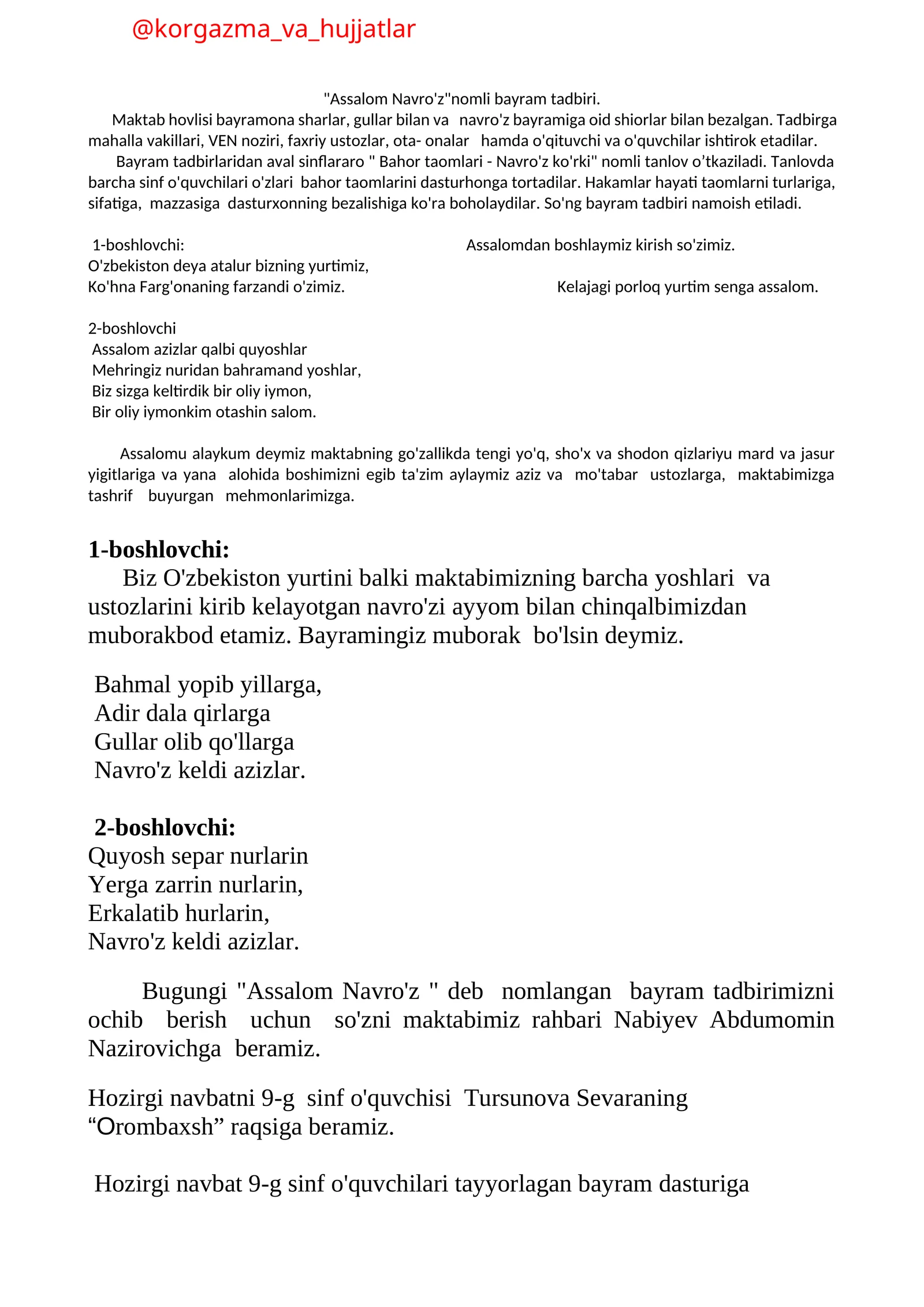 Navro'z bayram tadbiri