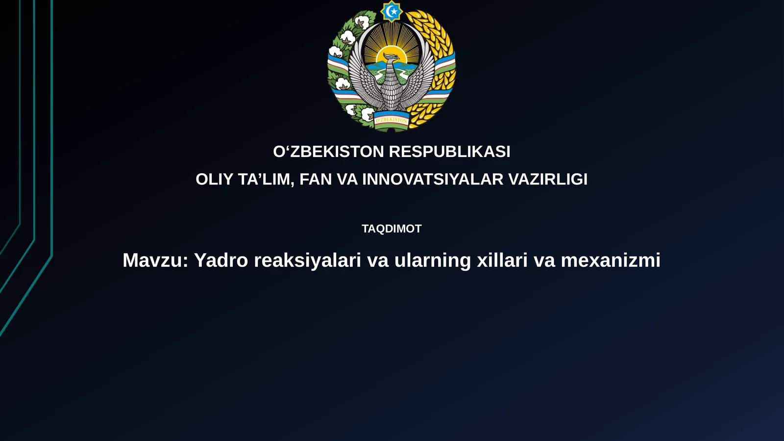 Yadro reaksiyalarivaularningxillarivamexanizmi