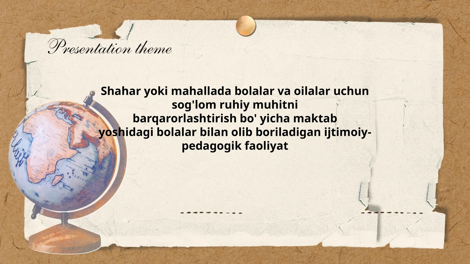 Shahar yoki mahallada bolalar va oilalar uchun sog'lom ruhiy muhitni barqarorlashtirish bo'yicha maktab yoshidagi bolalar bilan olib boriladigan ijtimoiy-pedagogik faoliyat
