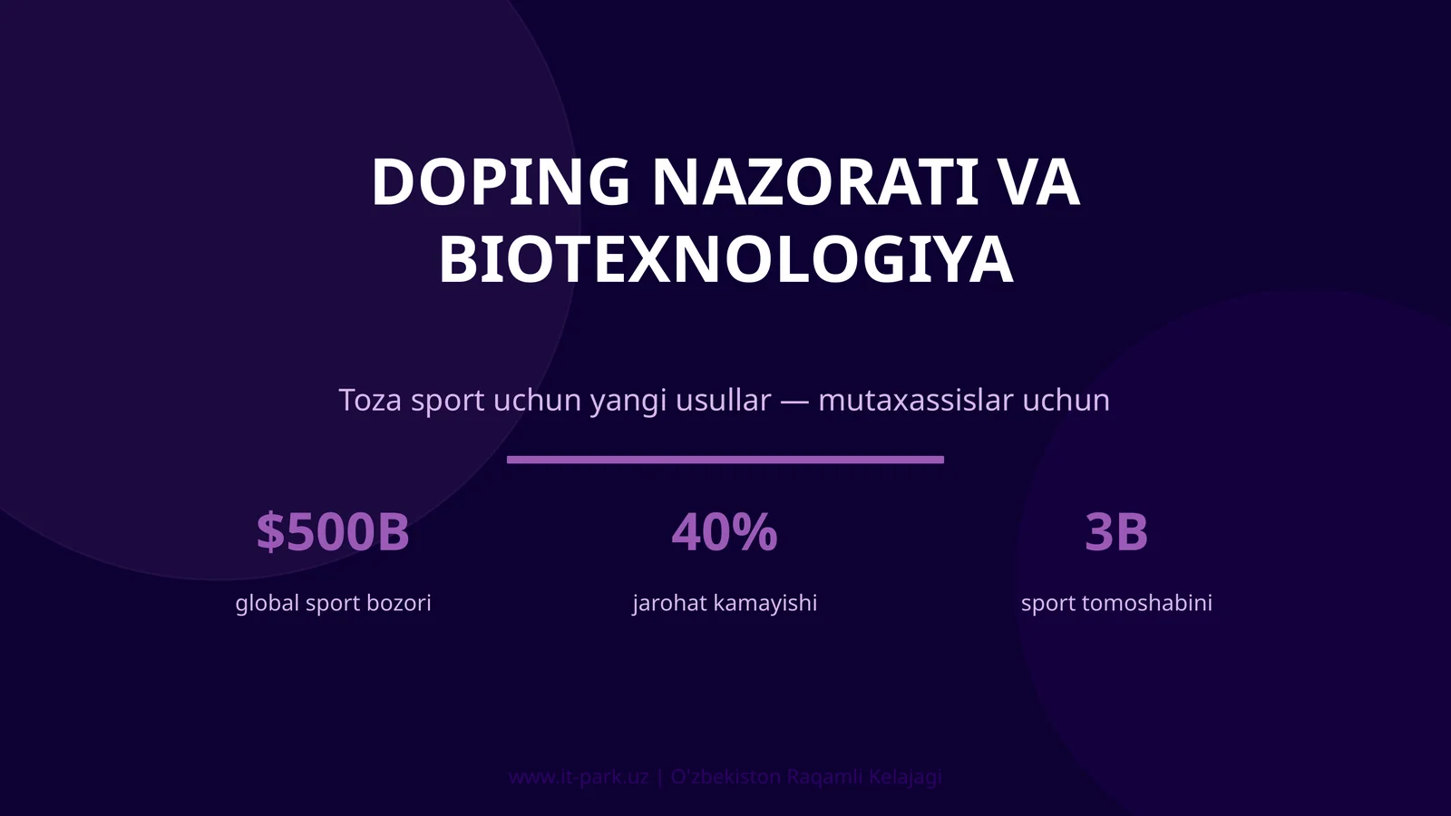 DOPING NAZORATI VA BIOTEXNOLOGIYA