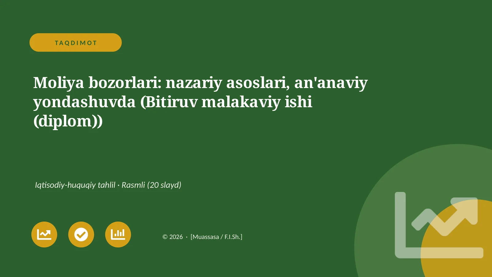 Moliya bozorlari: nazariy asoslari, an'anaviy yondashuvda (Bitiruv malakaviy ishi (diplom))