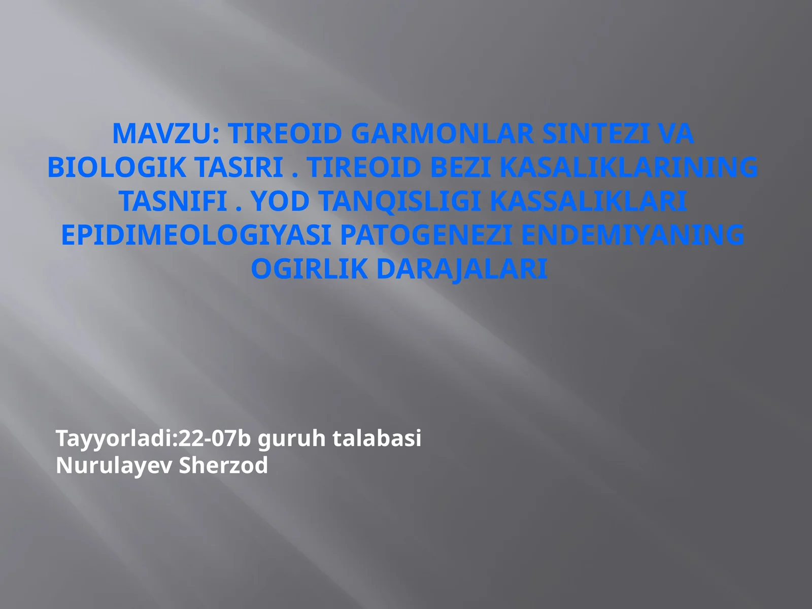 Tireoid garmonlar sintezi va biologik tasiri