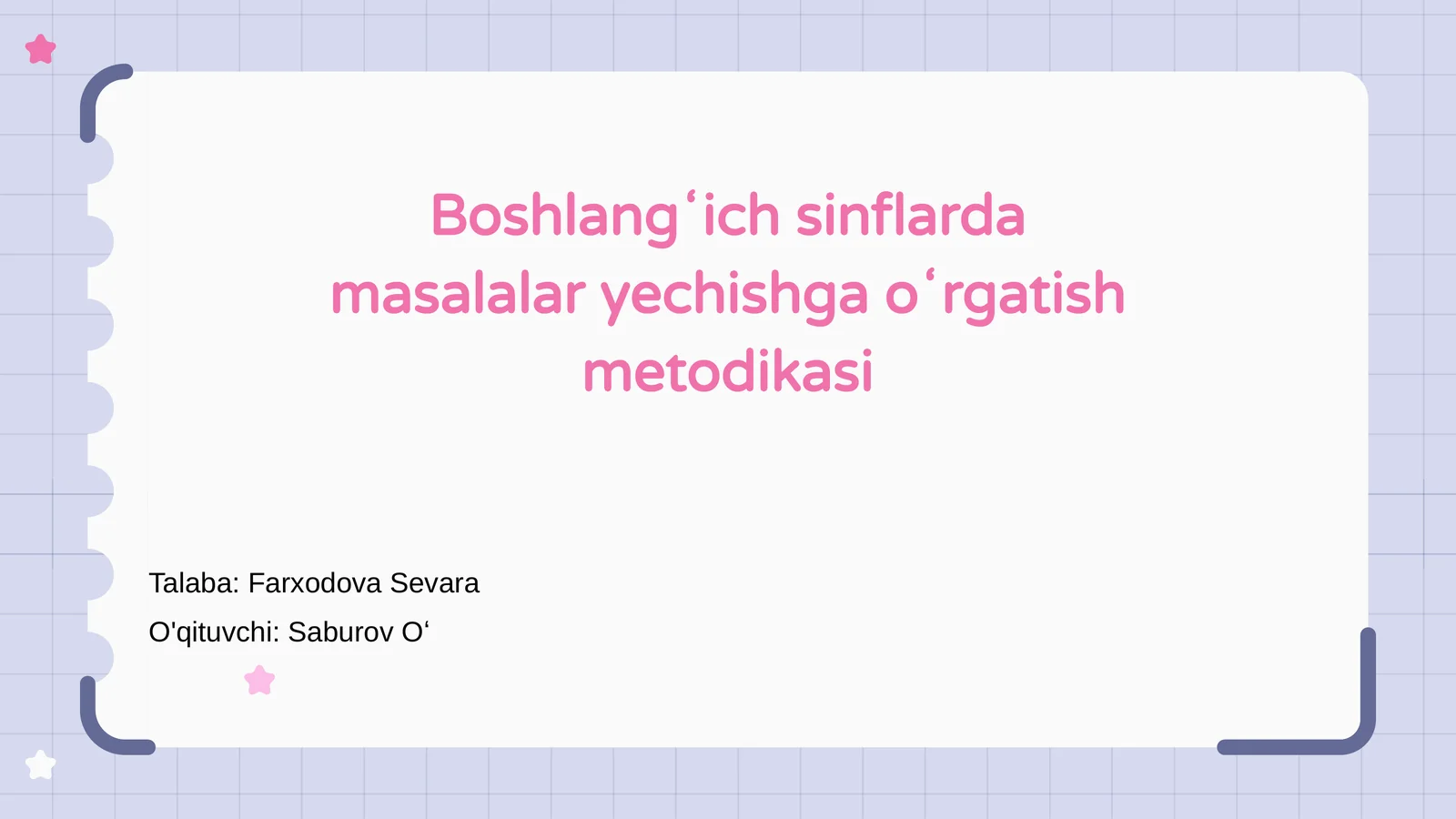 Boshlangʻich sinflarda masalalar yechishga oʻrgatish metodikasi