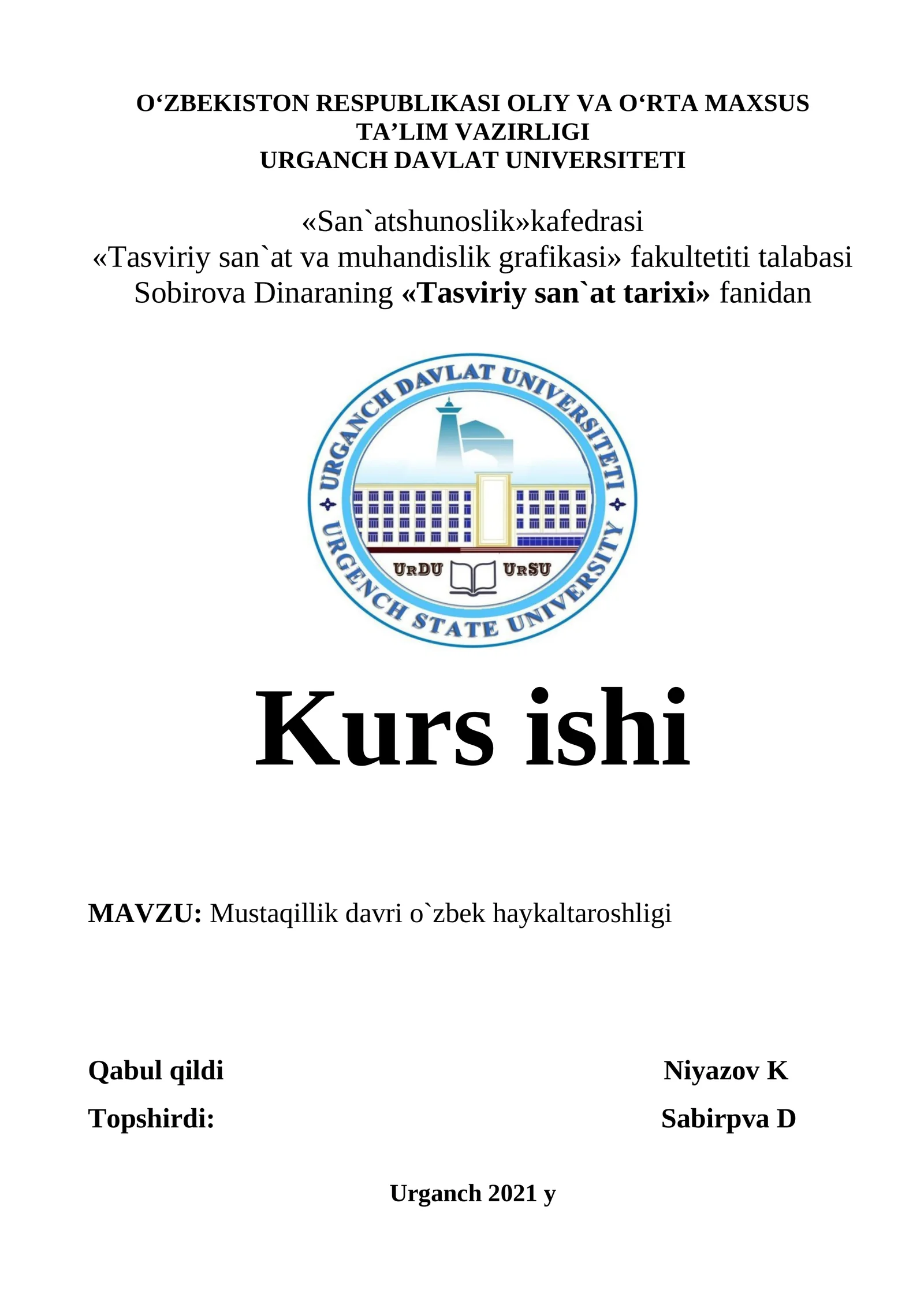 Mustaqillik davri o`zbek haykaltaroshligi