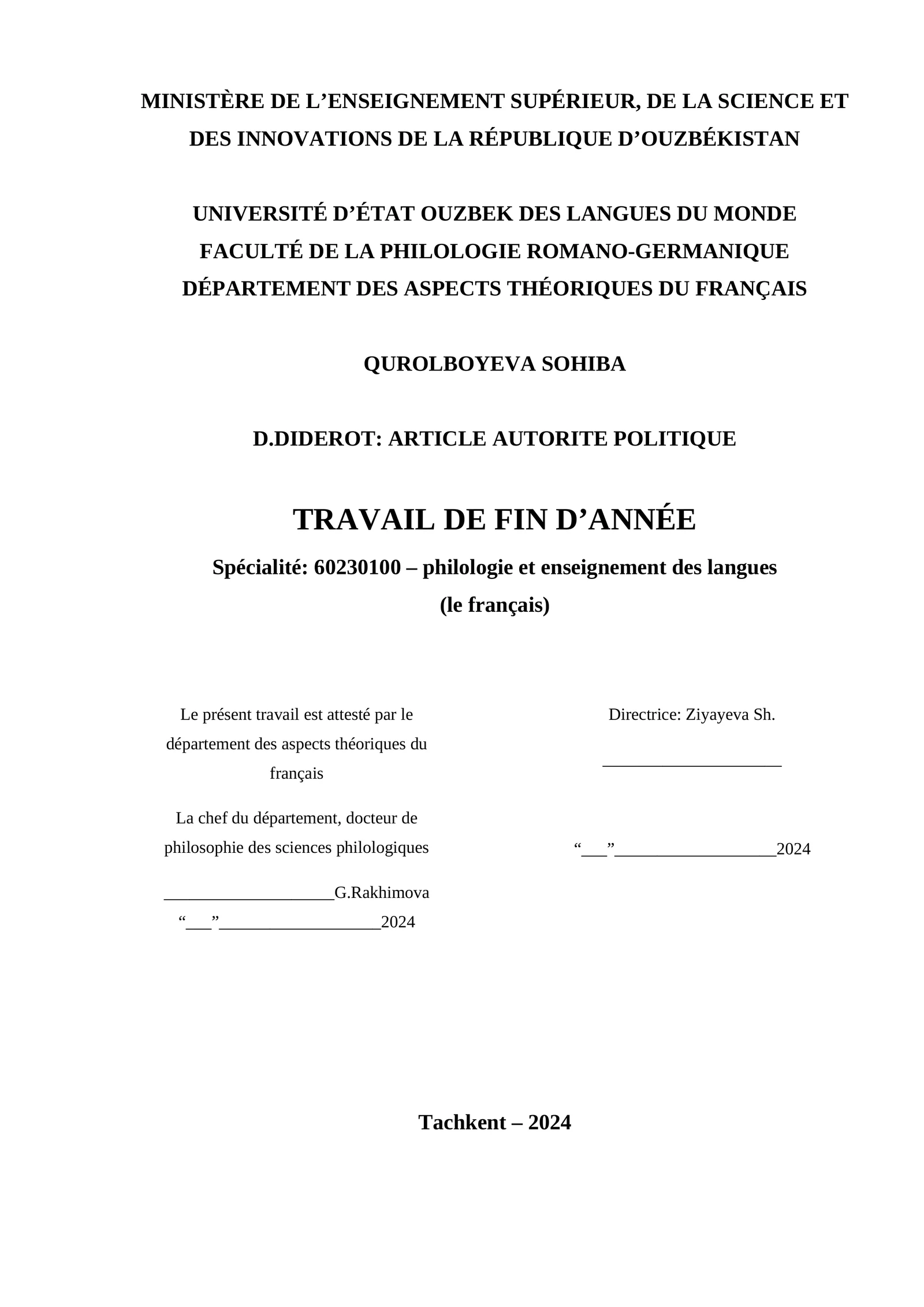 Denis Diderot: Siyosiy boshqaruv maqolasi