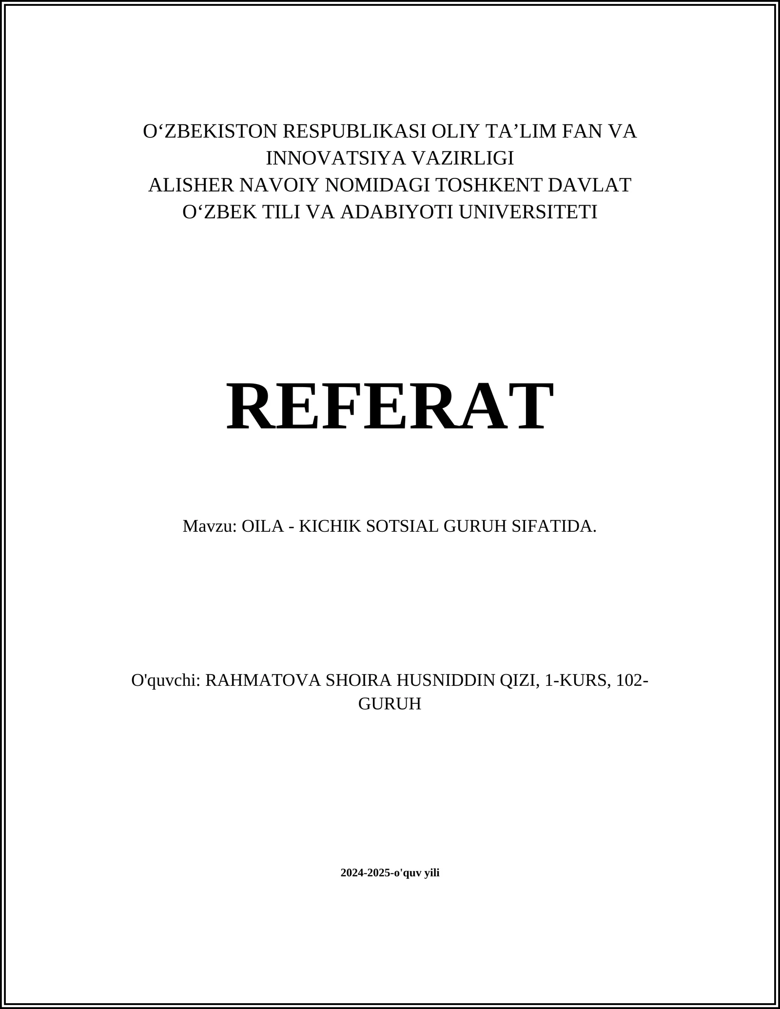 Oila va gender rollari