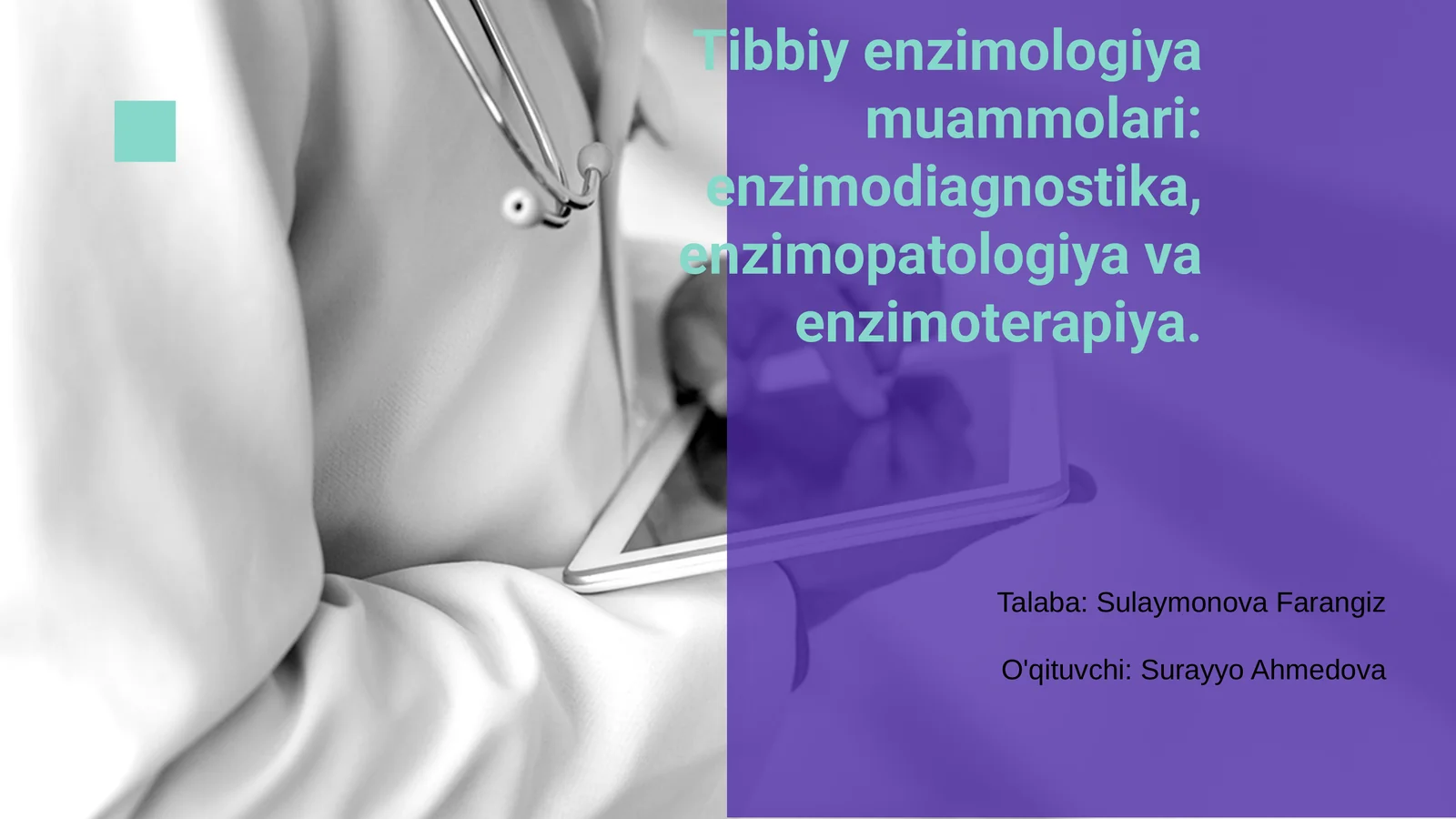 Tibbiy Enzimologiya Muammolari