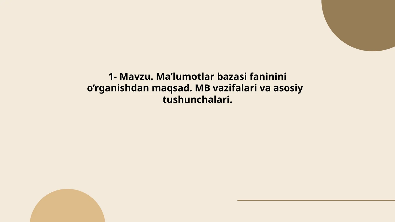 Ma'lumotlar Bazasi Fanining O'rganish Praktikumi