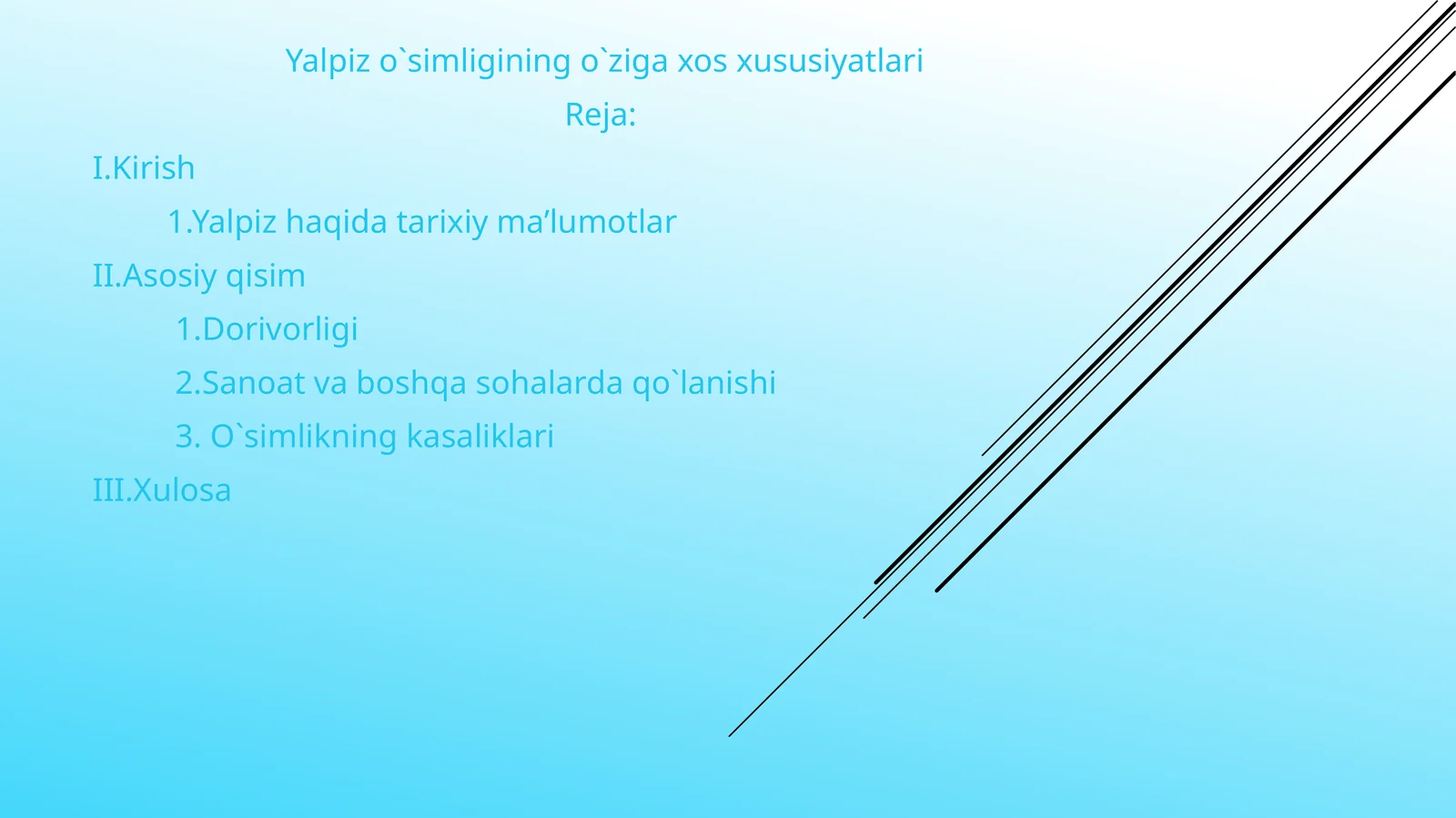 Yalpizning O`ziga Xos Xususiyatlari