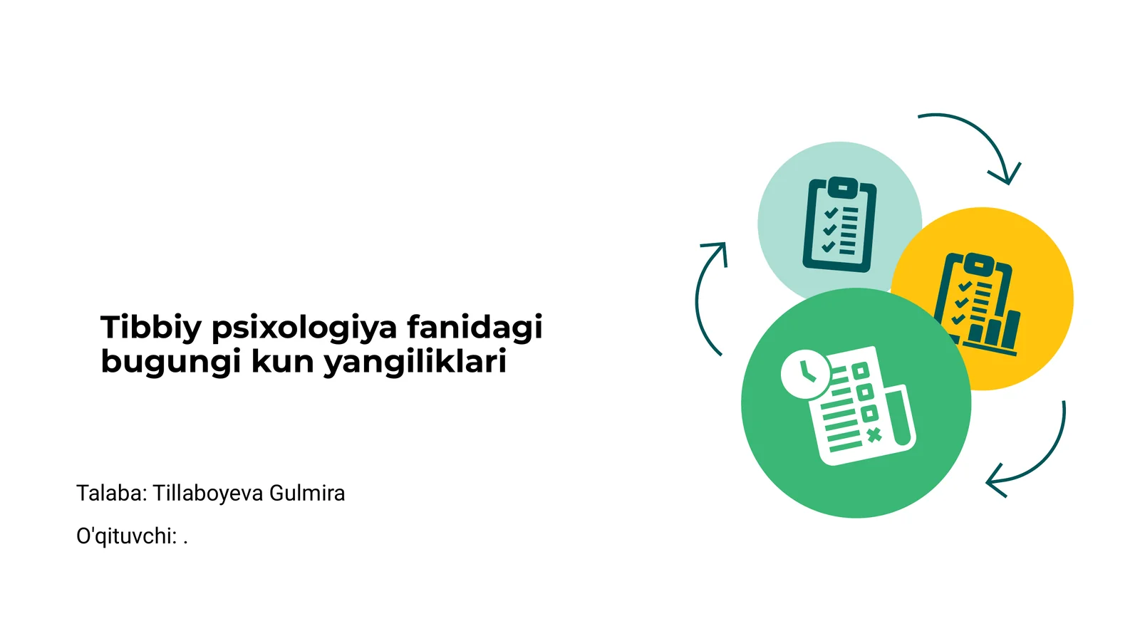 Tibbiy psixologiya fanidagi bugungi kun yangiliklari