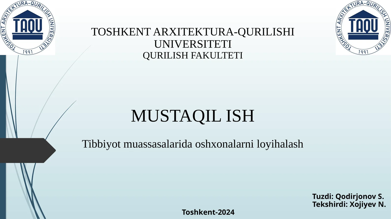 Tibbiyot muassasalarida oshxonalarni loyihalash