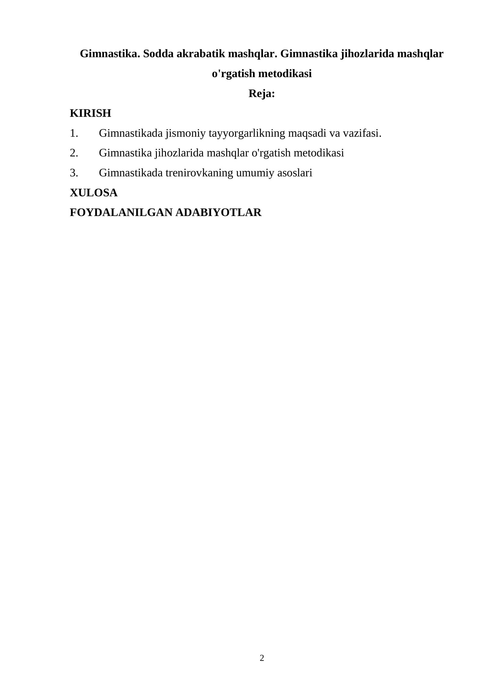 Gimnastika jihozlarida mashqlar o'rgatish metodikasi