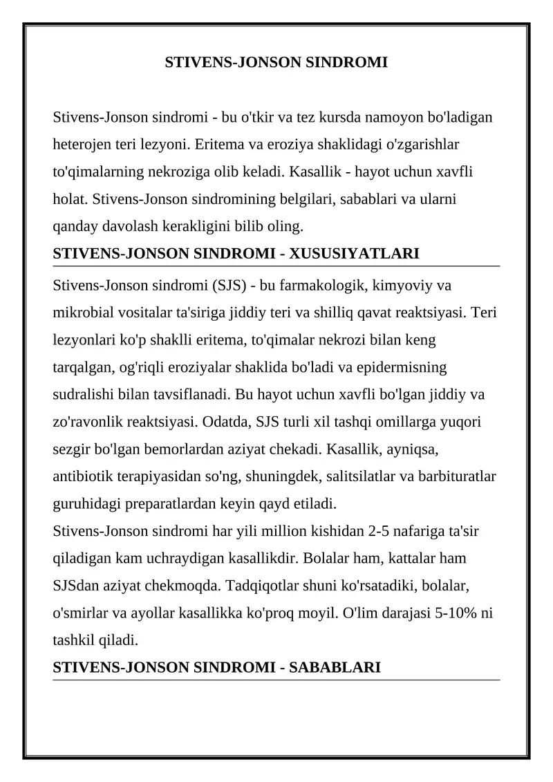 STIVENS-JONSON SINDROMI