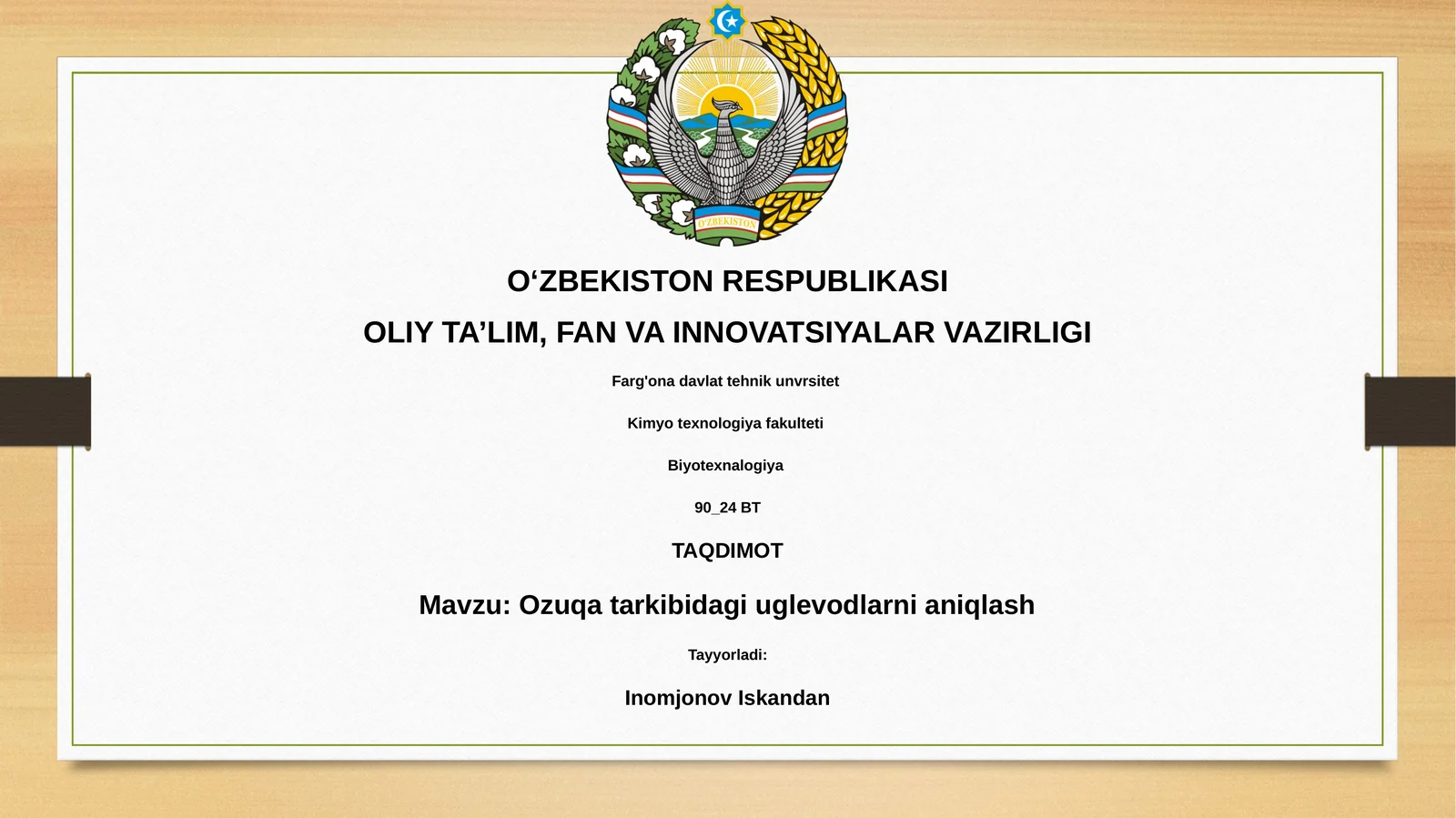Ozuqa tarkibidagi uglevodlarni aniqlash