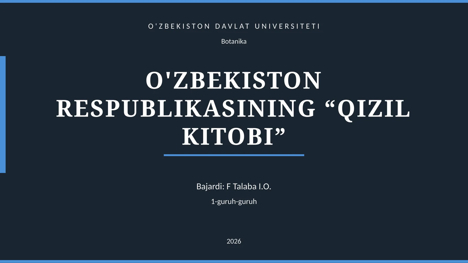 O'ZBEKISTON RESPUBLIKASINING “QIZIL KITOBI”