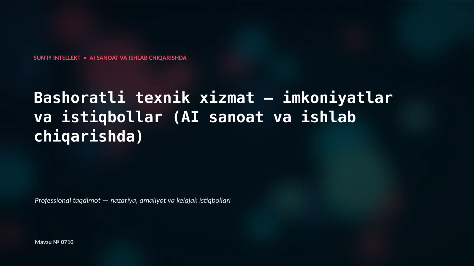 AI sanoat va ishlab chiqarishda