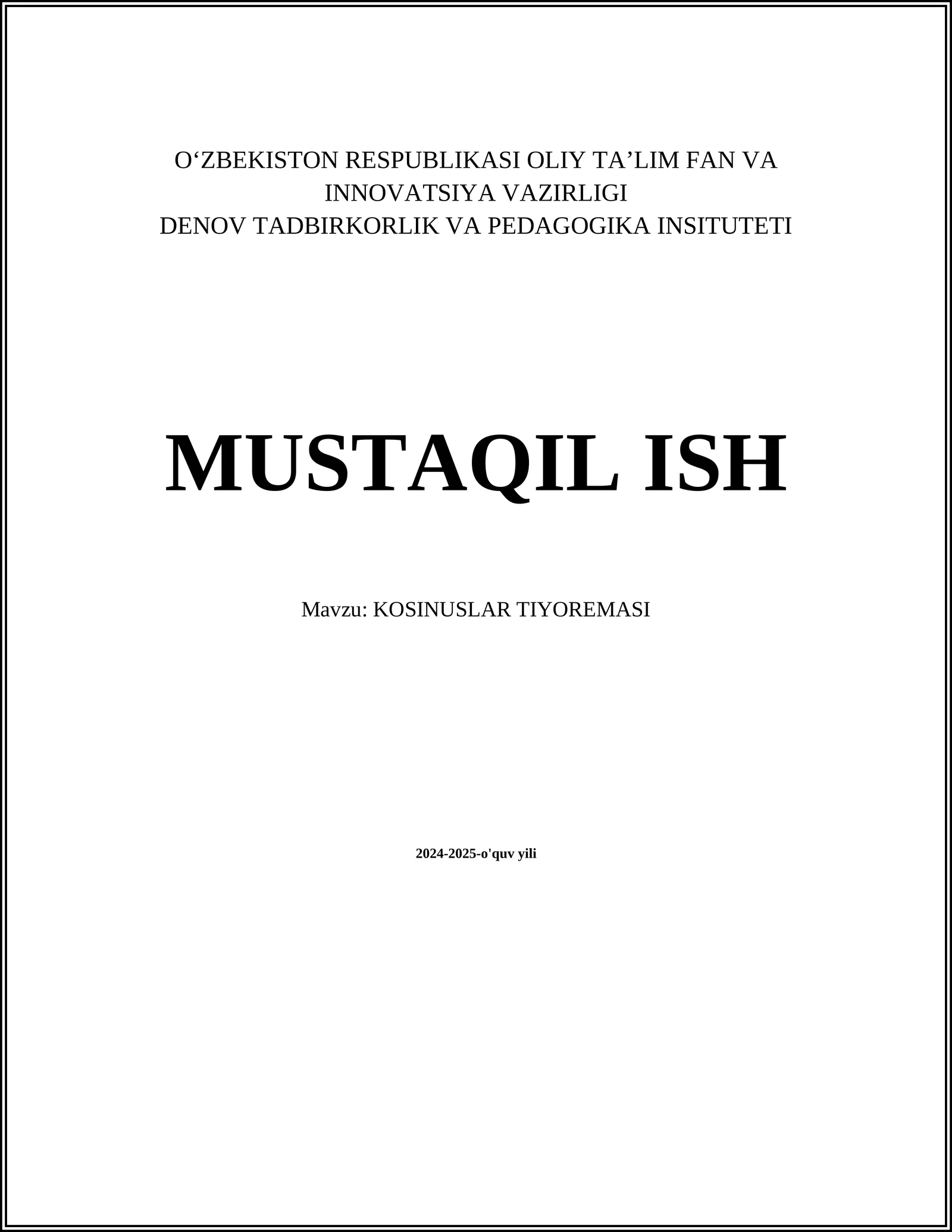 KOSINUSLAR TIYOREMASI