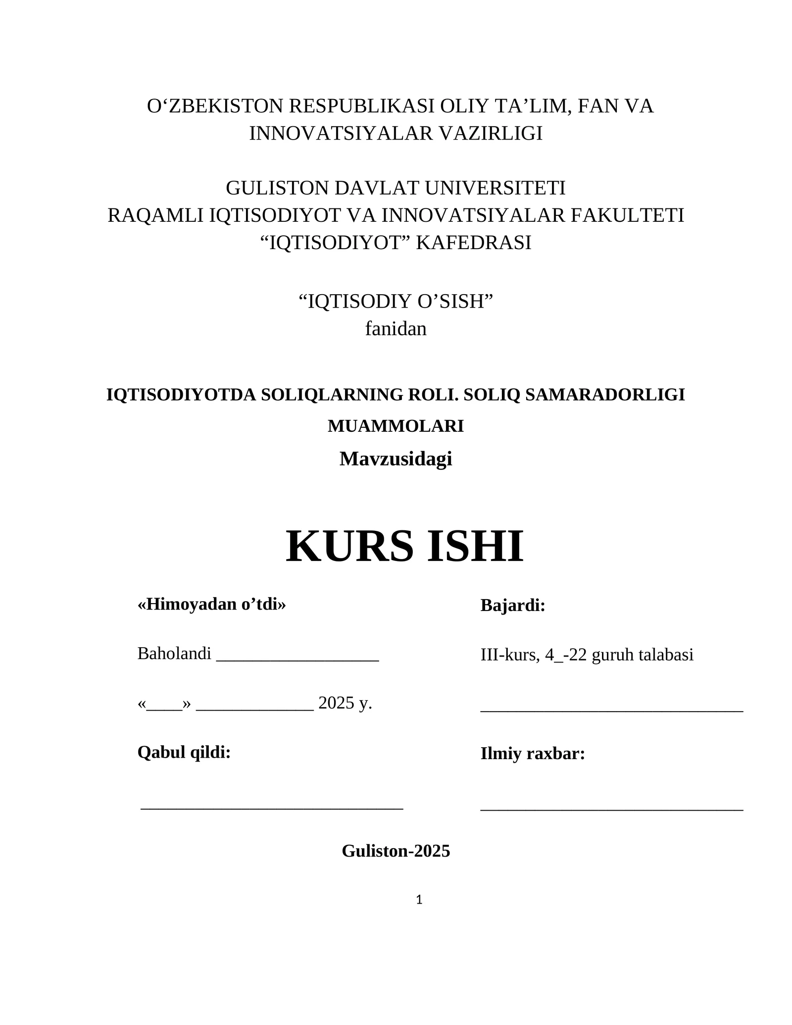 IQTISODI O'SISH