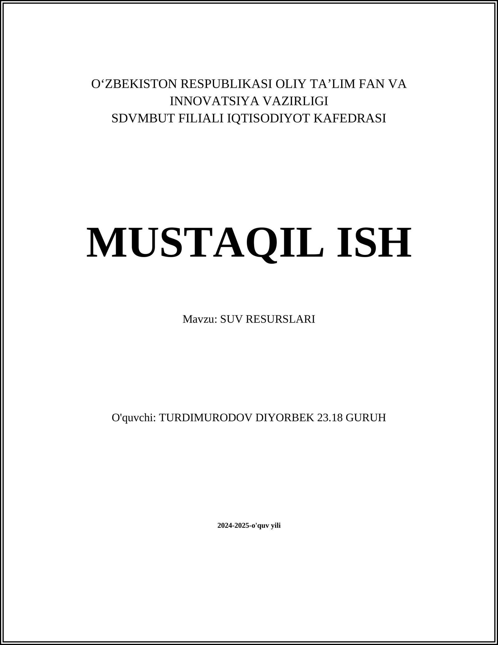 SUV RESURSLARI