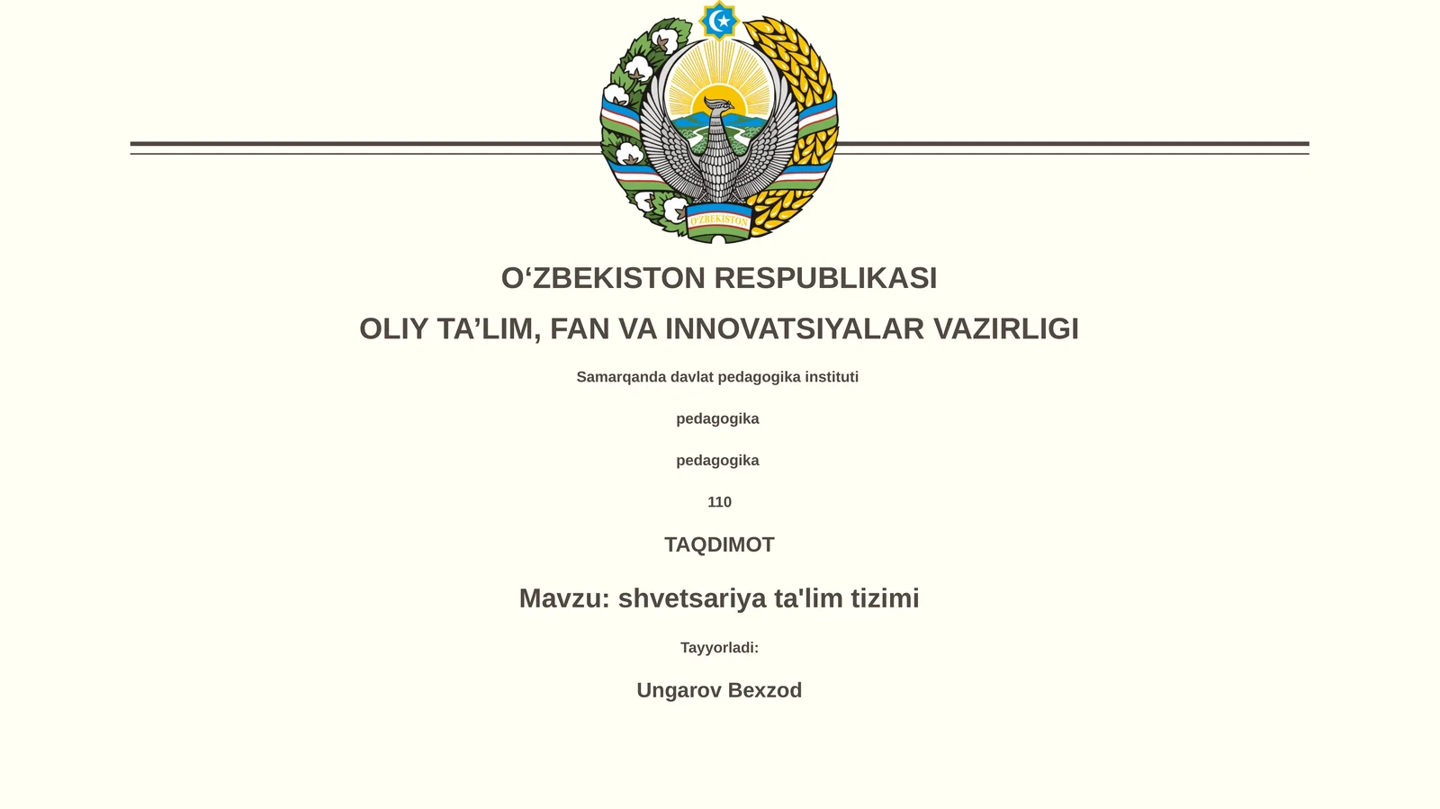 shvetsariya ta'lim tizimi