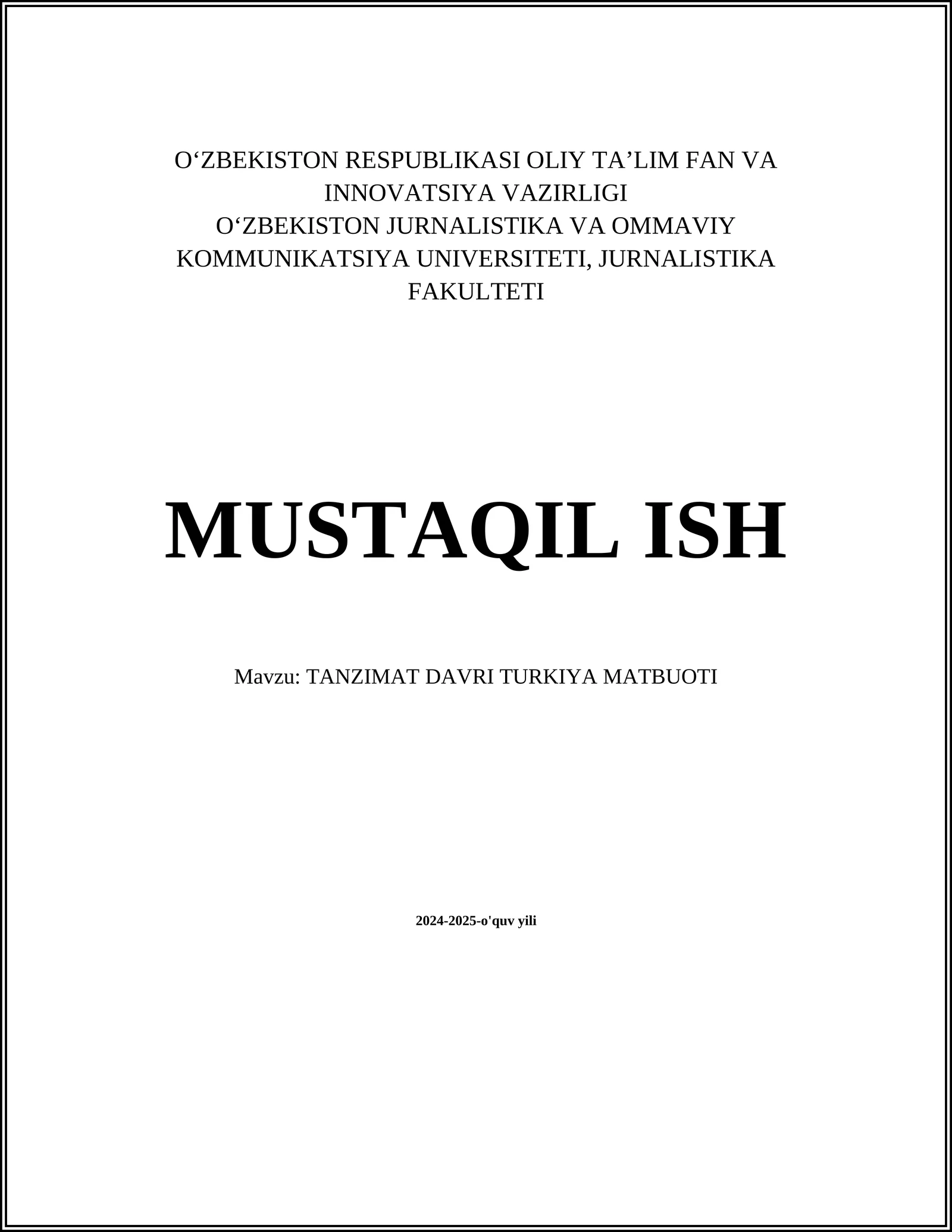 TANZIMAT DAVRI TURKIYA MATBUOTI