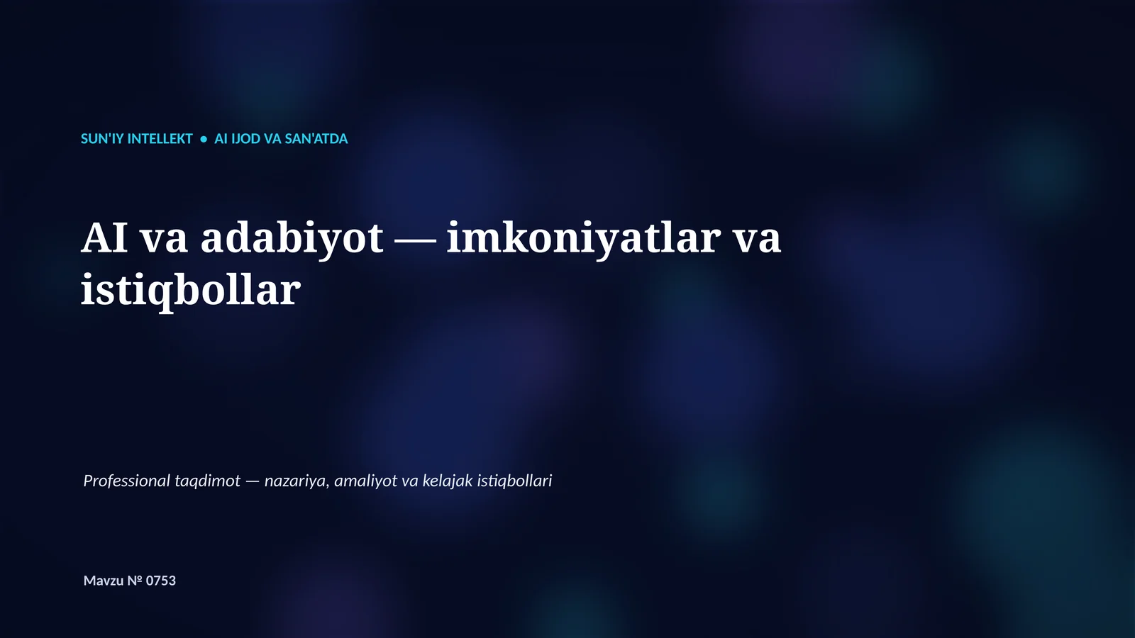 AI va adabiyot — imkoniyatlar va istiqbollar