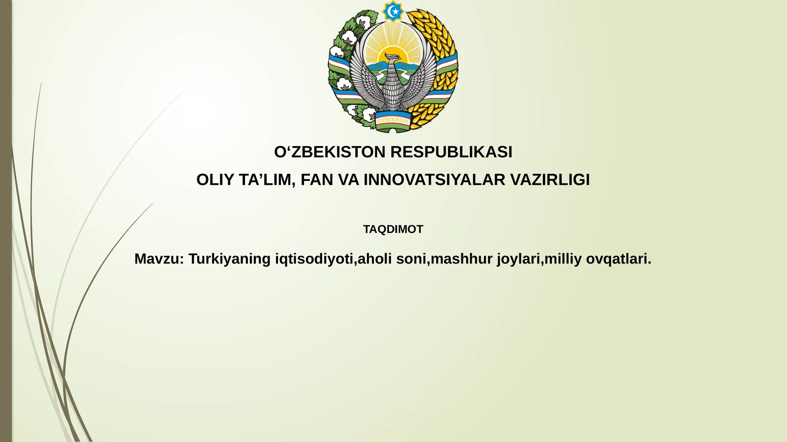 Turkiyaning iqtisodiyoti, aholisoni, mashhur joylari, milliy ovqatlari