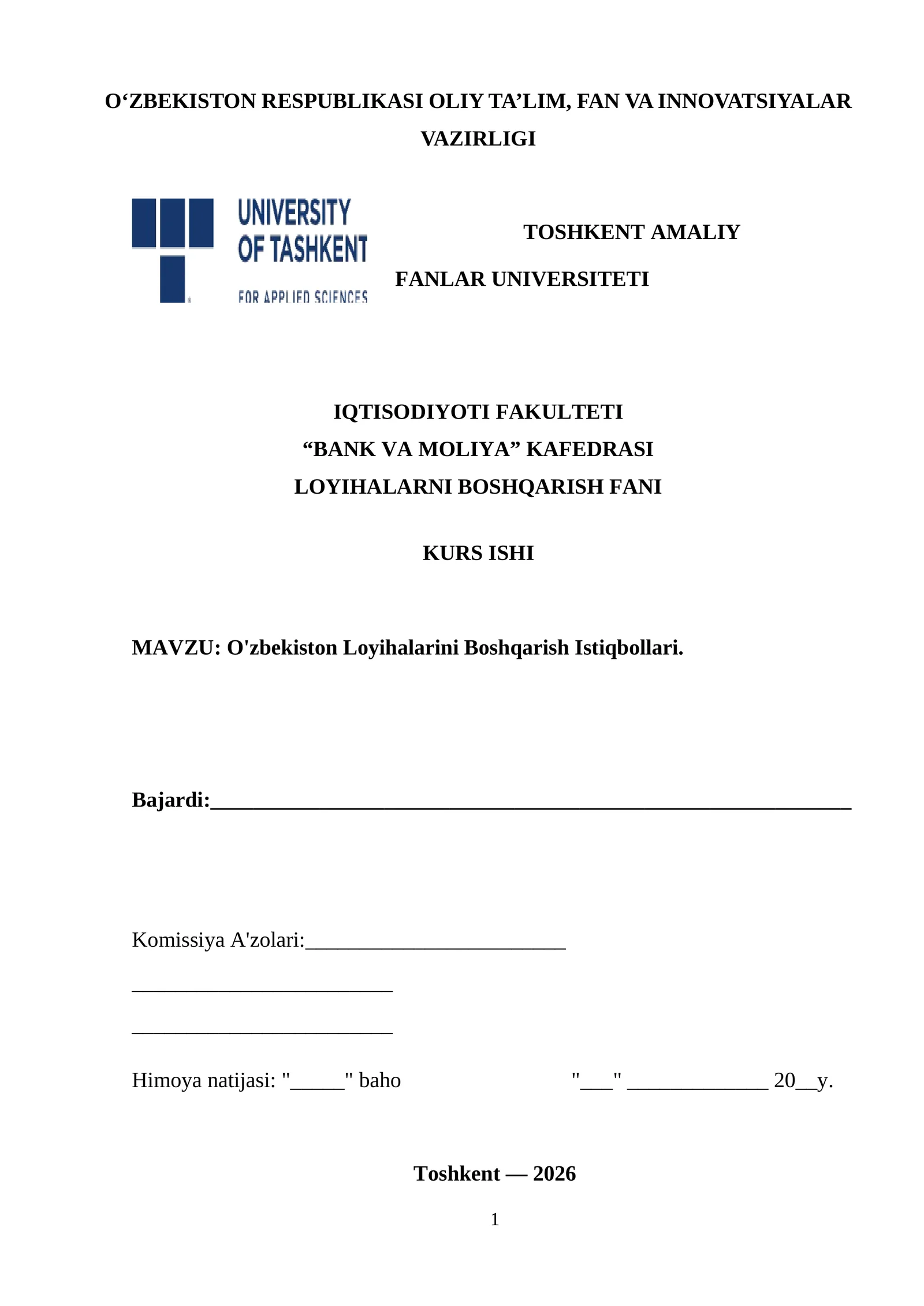O'zbekiston Loyihalarini Boshqarish Istiqbollari