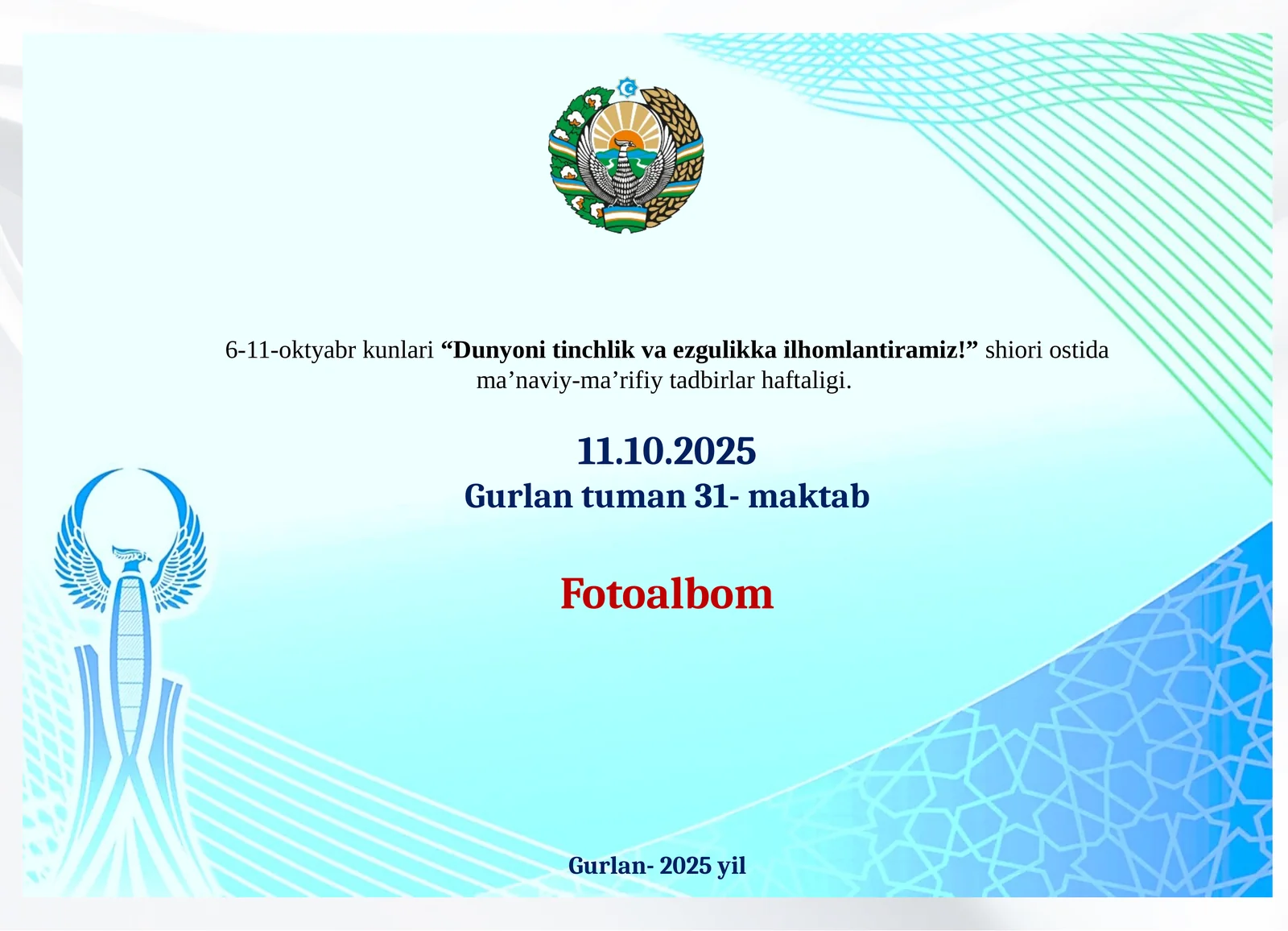 Ta’lim, ilm va innovatsiyaga bag‘ishlangan tadbirlar o‘tkazish