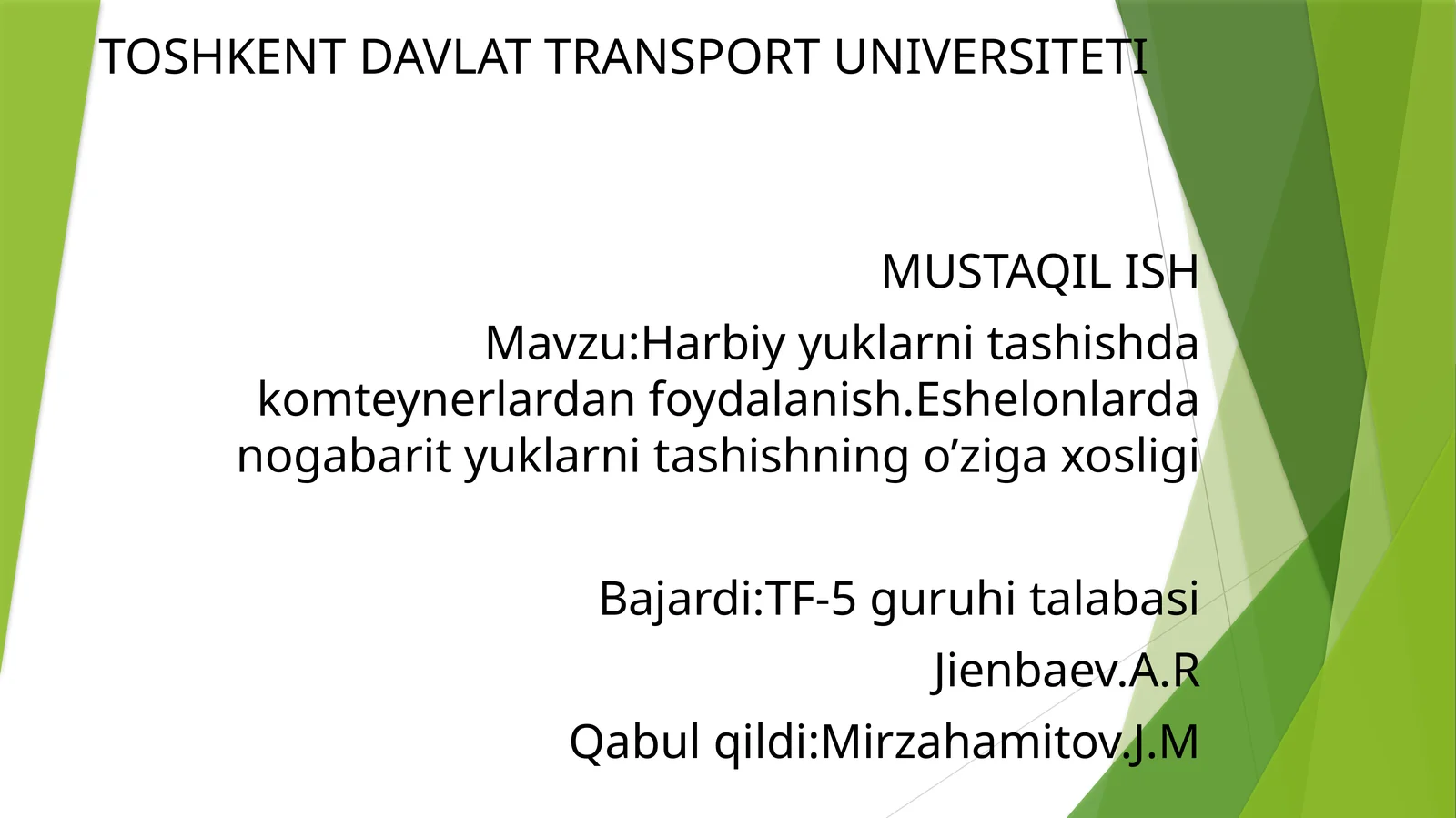 Harbiyyuklarni tashishda konteynerlardan foydalanish