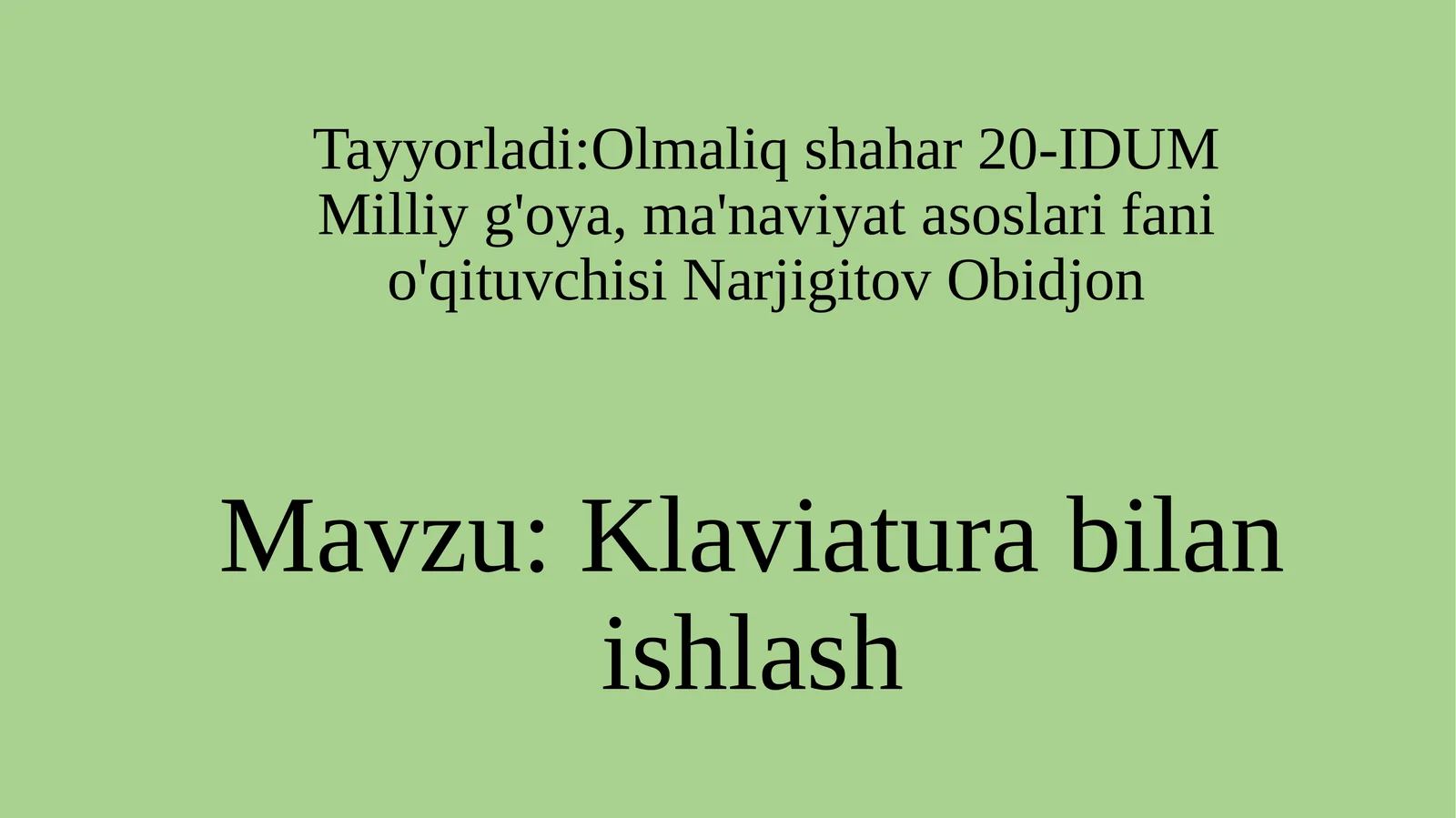 5-sinf Informatika Klaviatura bilan ishlash dars ishlanma