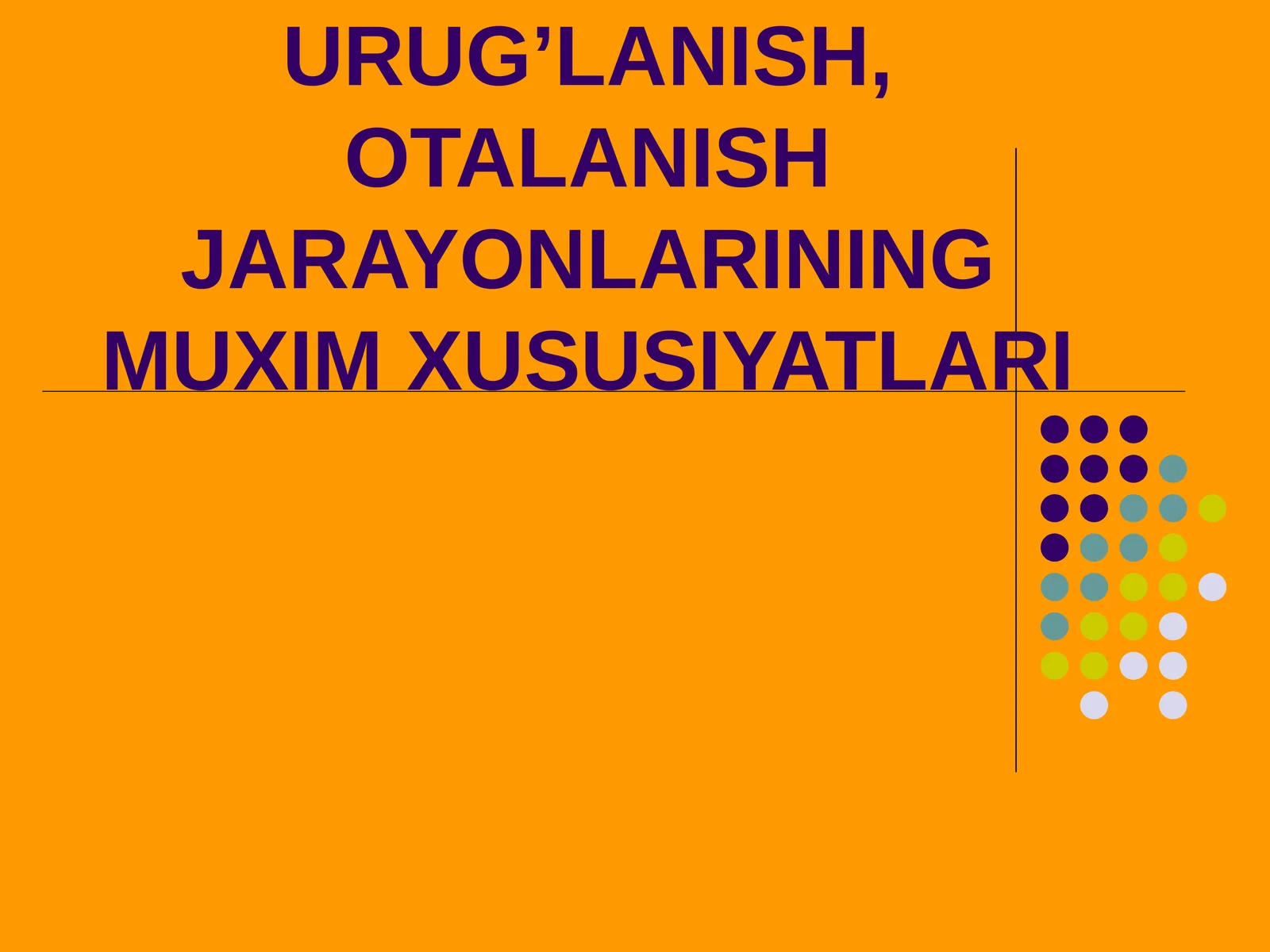 URUG’LANISH. URCHISH, URUG’LANISH, OTALANISH JARAYONLARINING MUXIM XUSUSIYATLARI